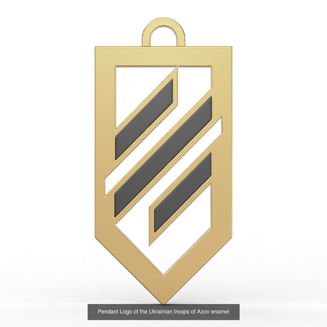 Pendant Logo of the Ukrainian troops of Azov enamel 3D Model Collection_1