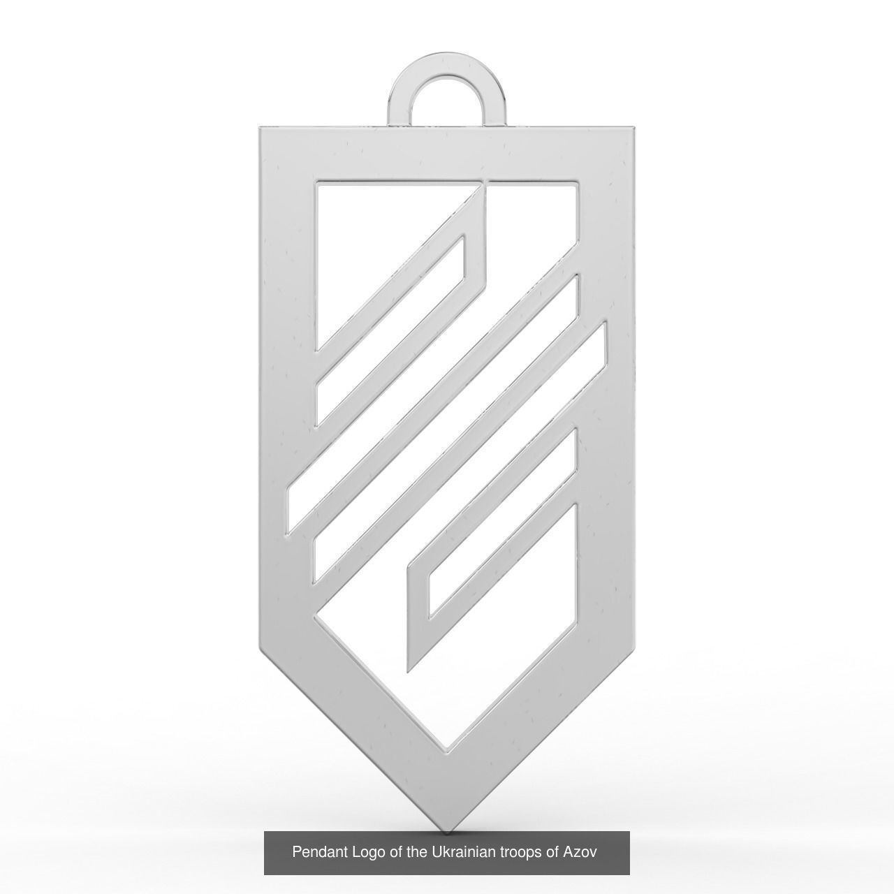 Pendant Logo of the Ukrainian troops of Azov enamel 3D Model Collection_4