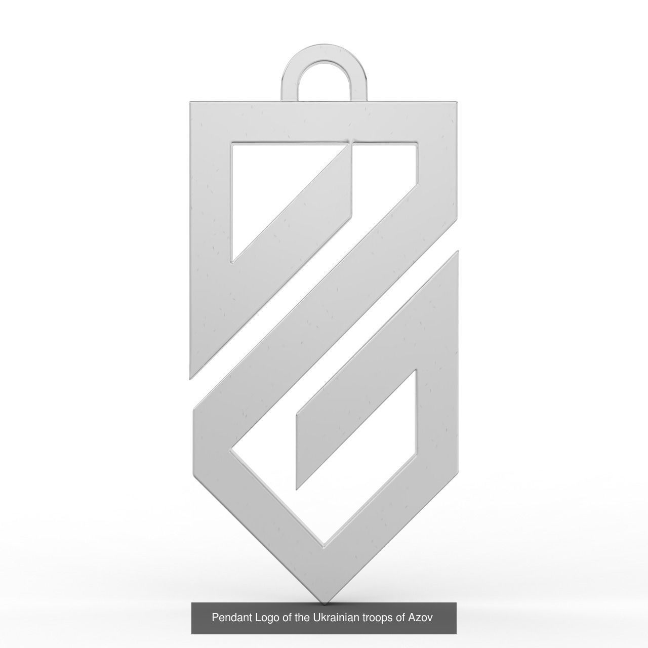Pendant Logo of the Ukrainian troops of Azov enamel 3D Model Collection_3