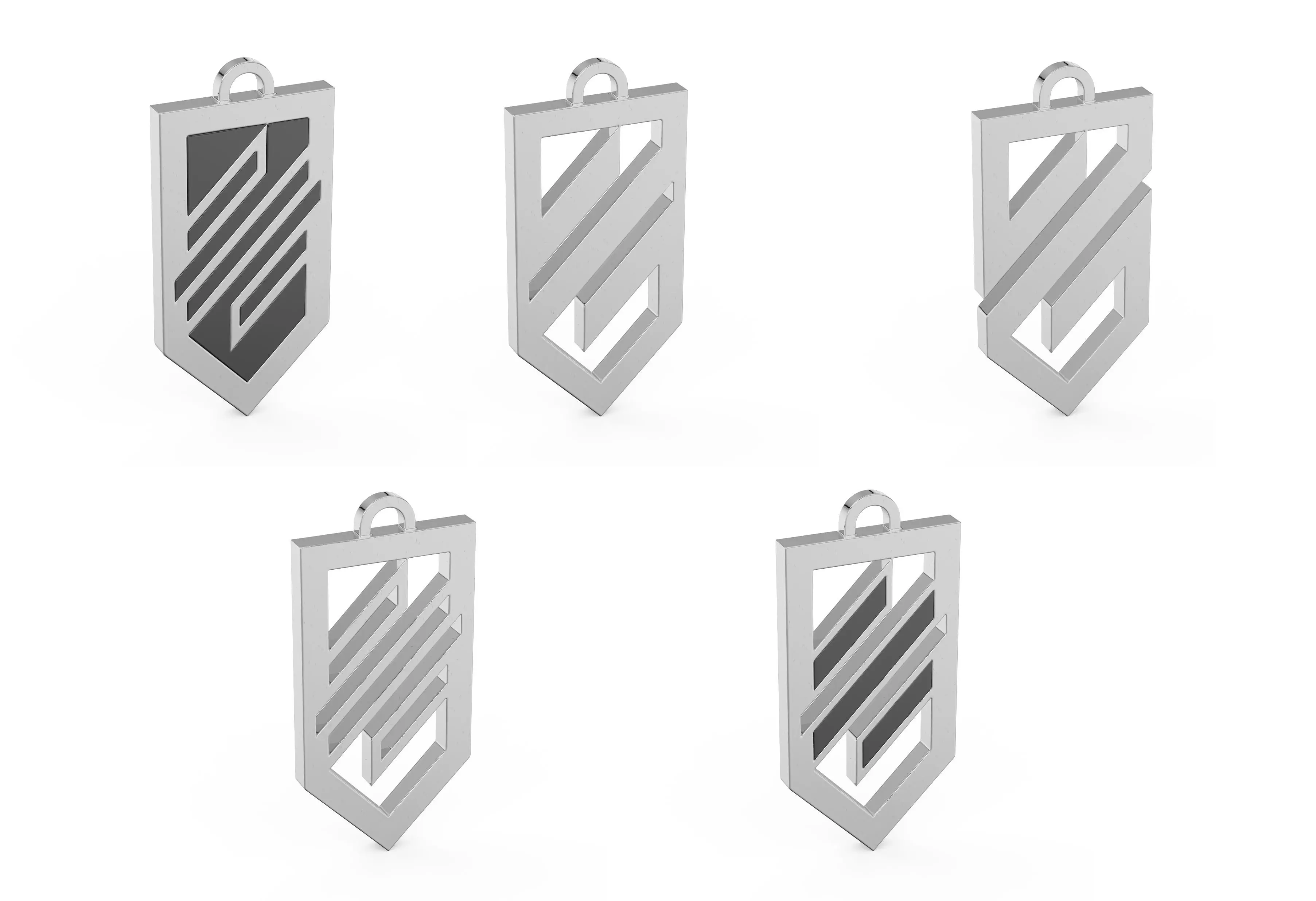 Pendant Logo of the Ukrainian troops of Azov enamel 3D Model Collection_0