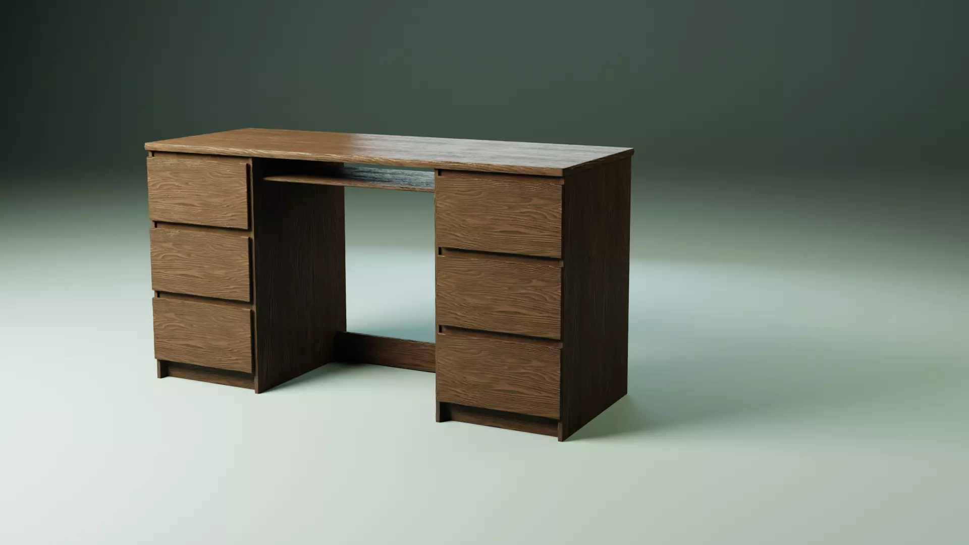 Dark Brown Desk 3D model_0