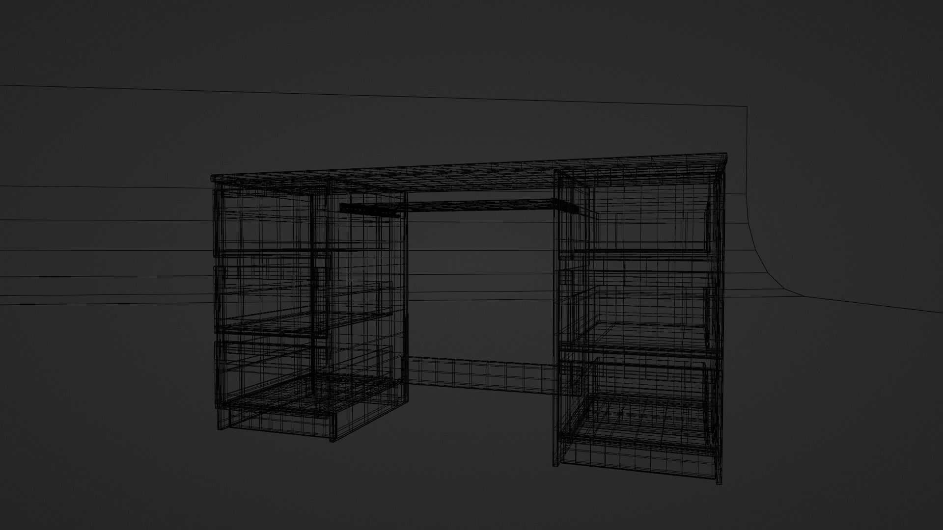 Dark Brown Desk 3D model_3
