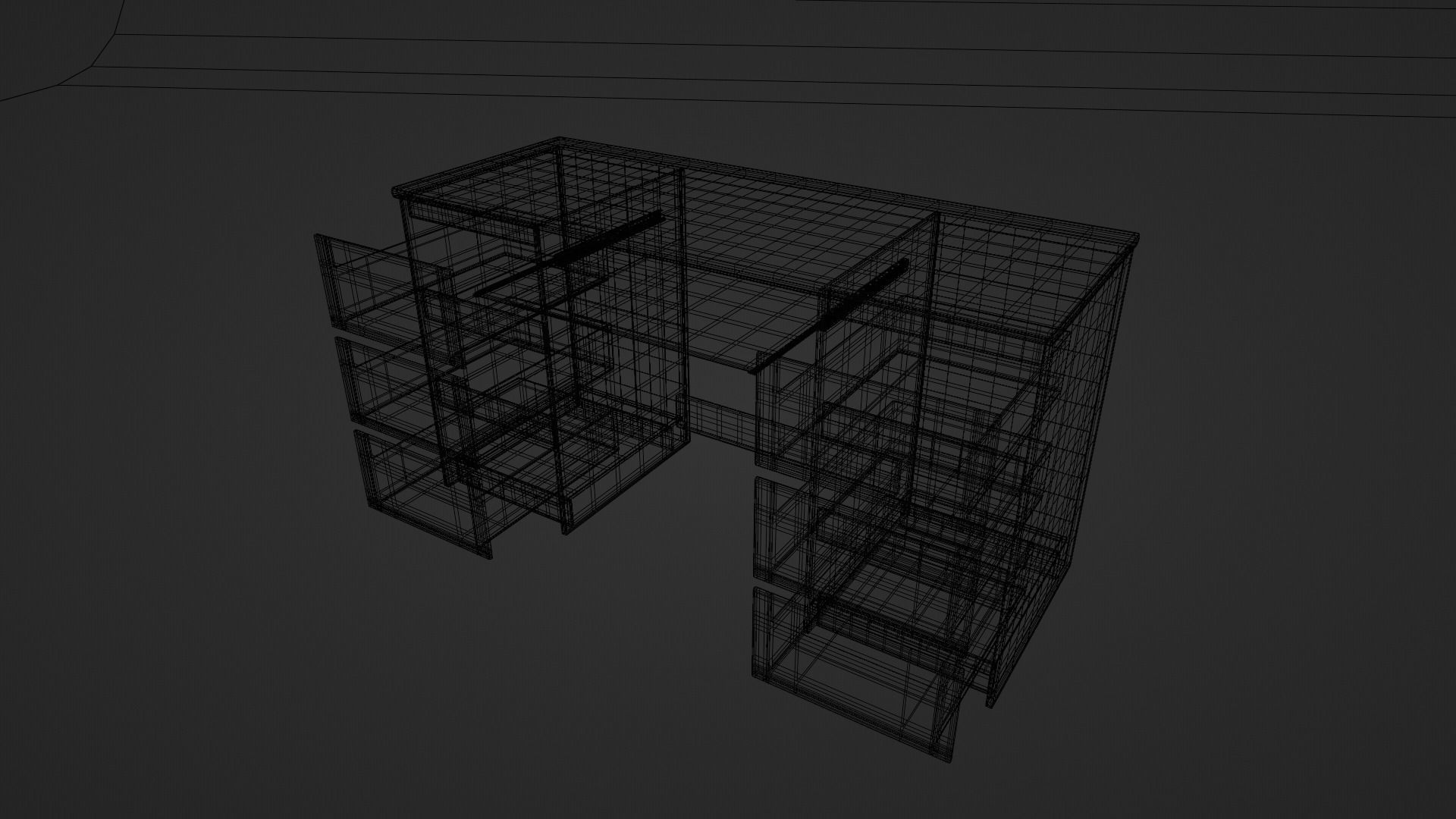 Dark Brown Desk 3D model_4