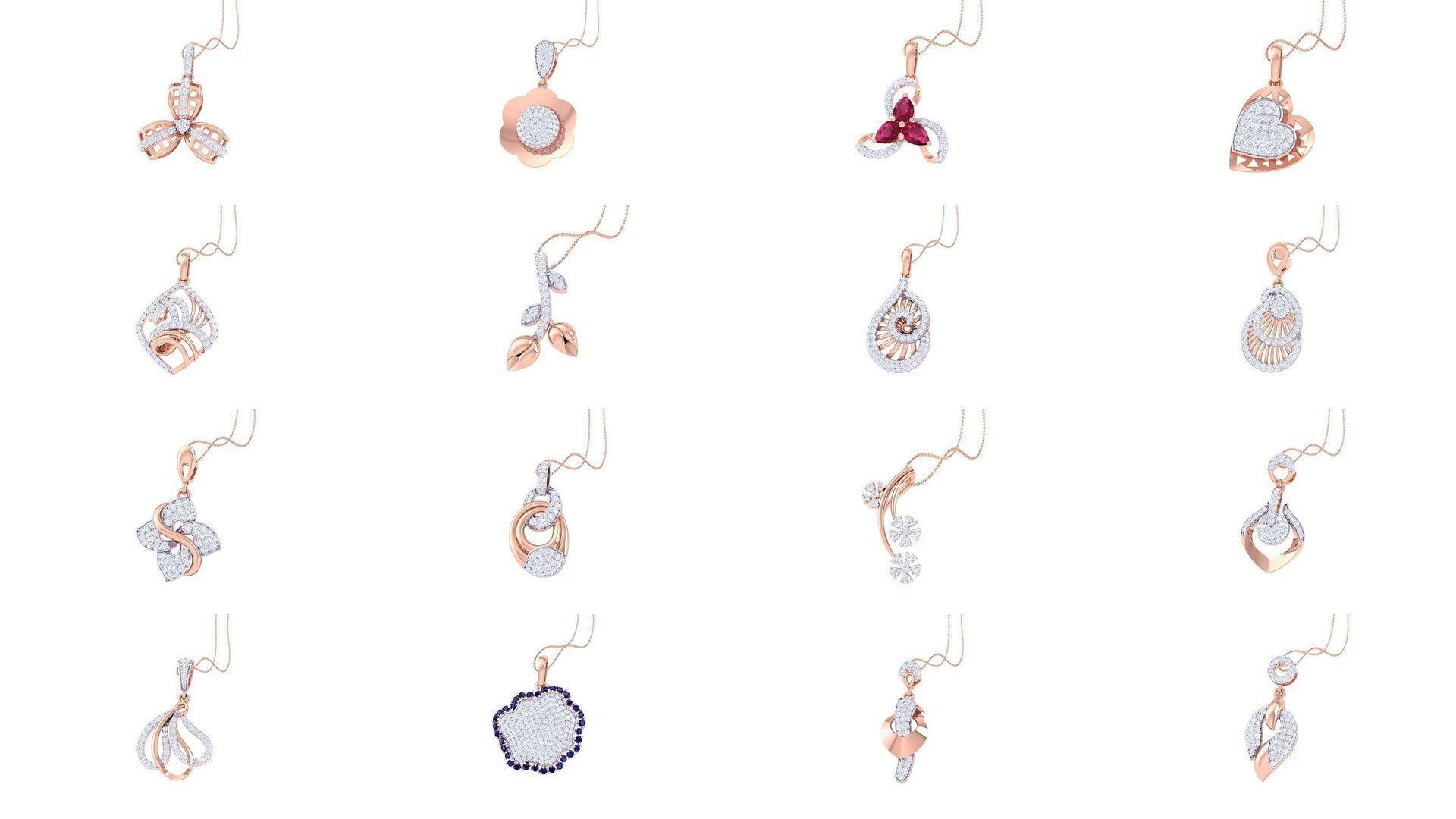 130 Diamond Pendant 3dm stl obj gltf glb 3mf 3D Model Collection_11