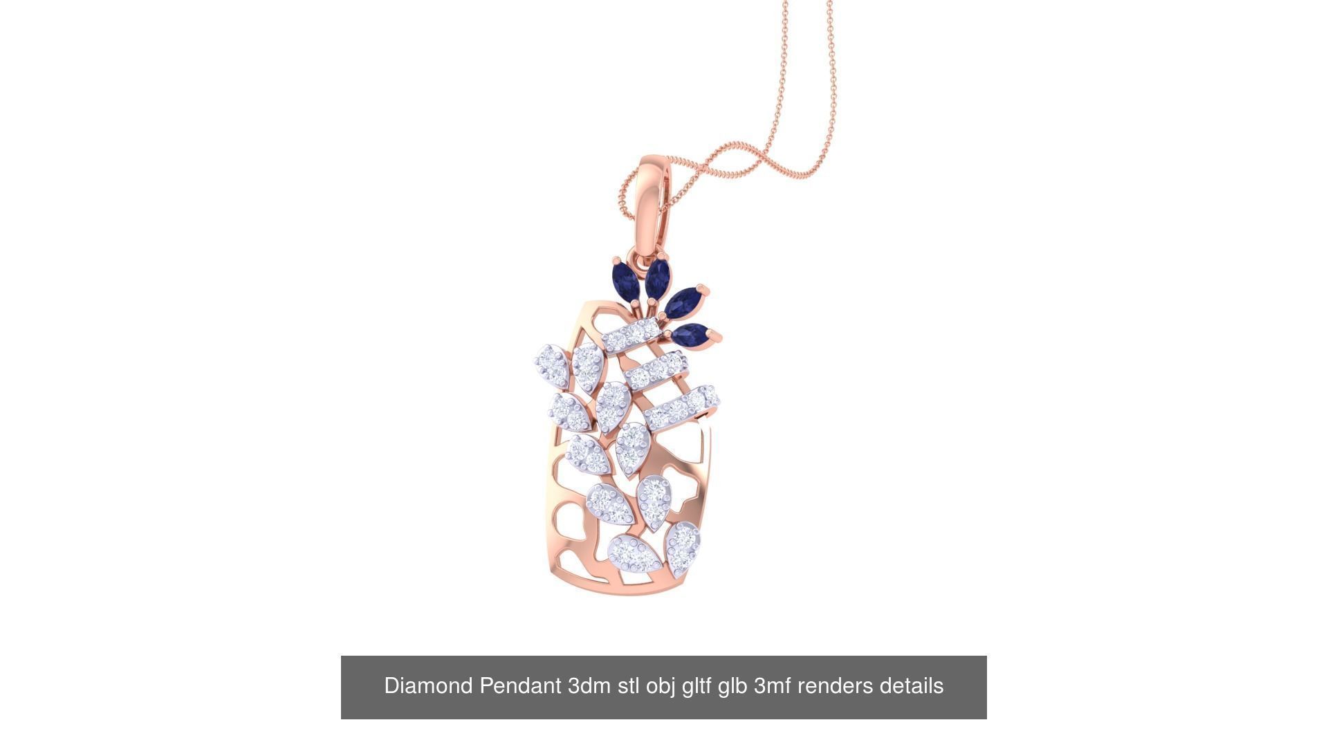 130 Diamond Pendant 3dm stl obj gltf glb 3mf 3D Model Collection_23