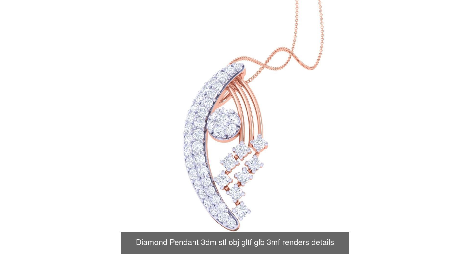 130 Diamond Pendant 3dm stl obj gltf glb 3mf 3D Model Collection_38