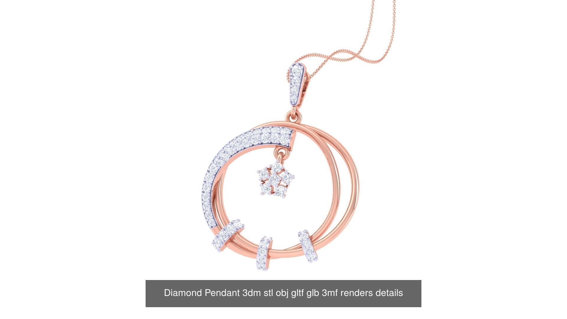 130 Diamond Pendant 3dm stl obj gltf glb 3mf 3D Model Collection_146