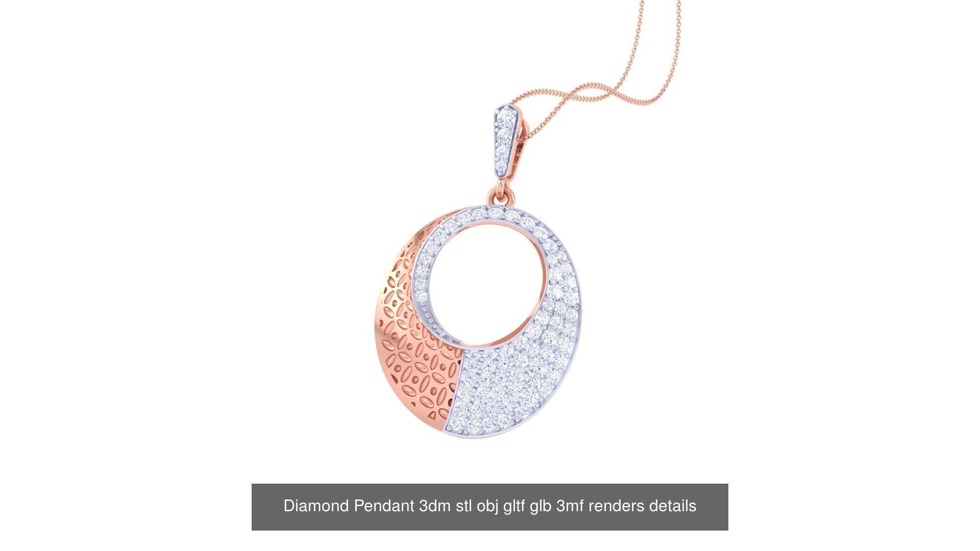130 Diamond Pendant 3dm stl obj gltf glb 3mf 3D Model Collection_35