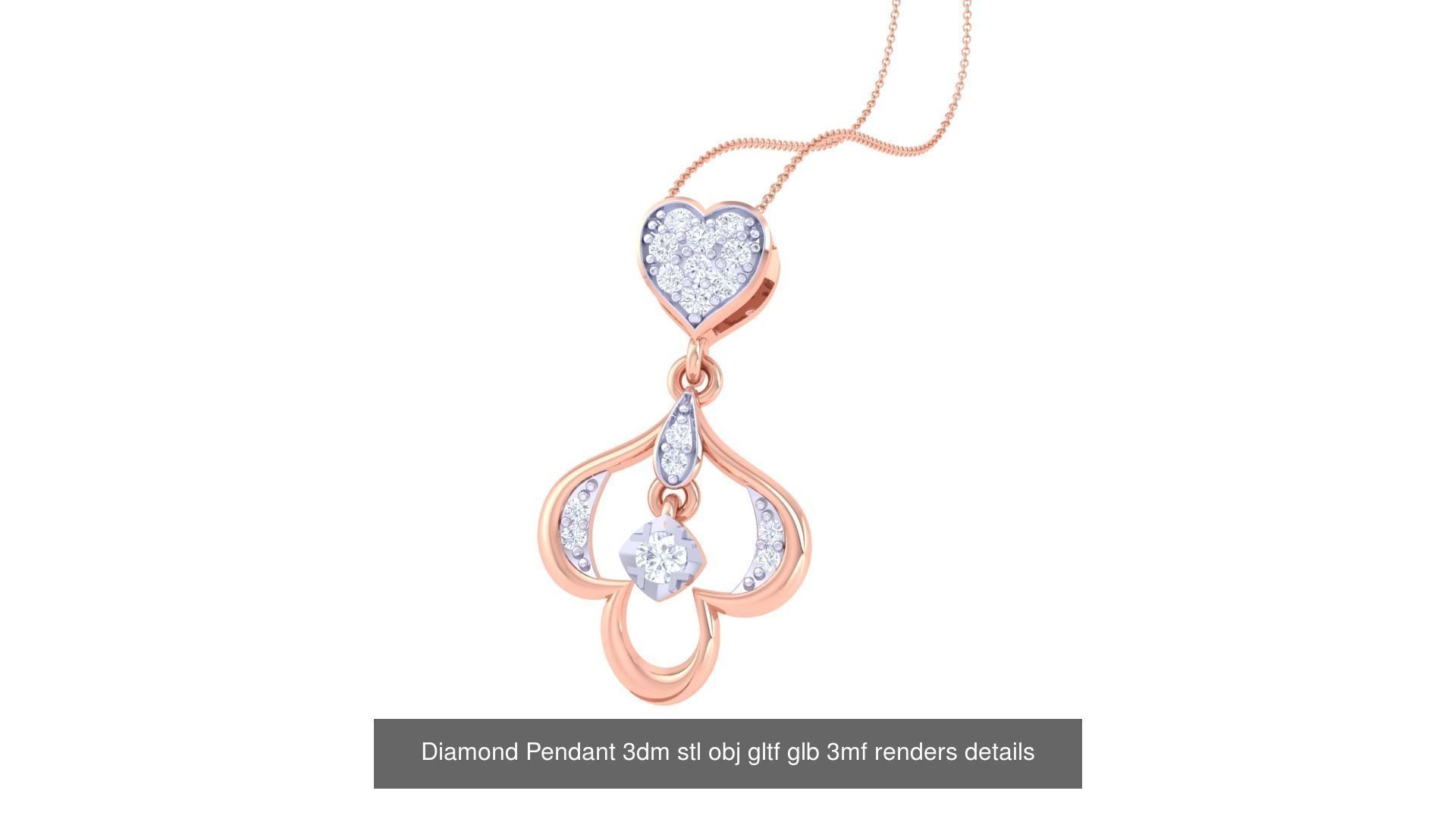 130 Diamond Pendant 3dm stl obj gltf glb 3mf 3D Model Collection_76