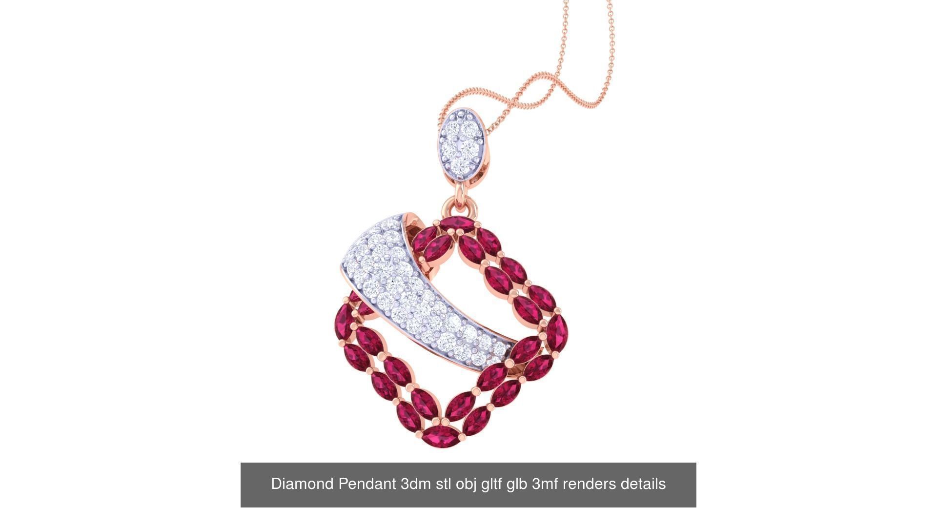 130 Diamond Pendant 3dm stl obj gltf glb 3mf 3D Model Collection_136