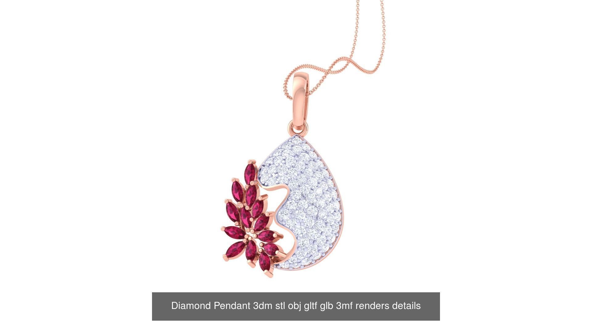 130 Diamond Pendant 3dm stl obj gltf glb 3mf 3D Model Collection_138