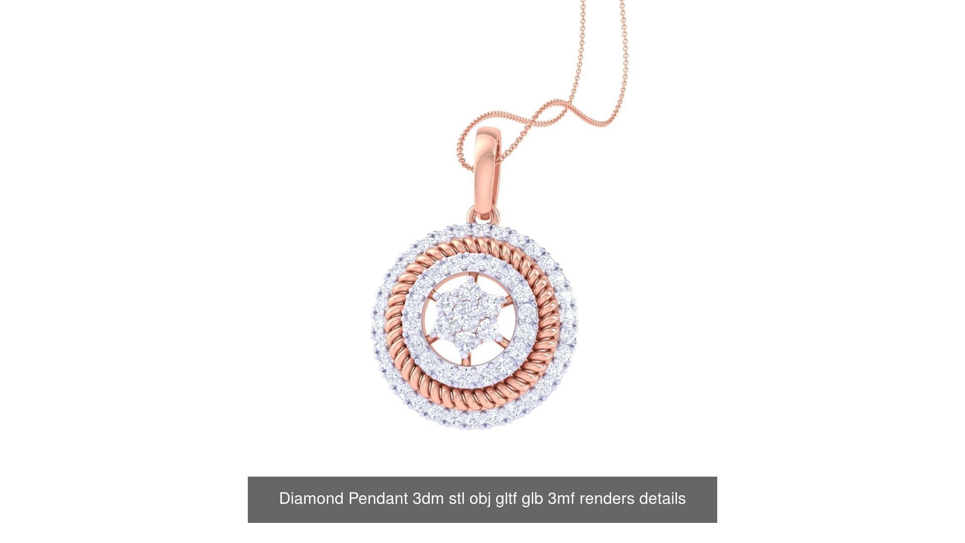 130 Diamond Pendant 3dm stl obj gltf glb 3mf 3D Model Collection_20