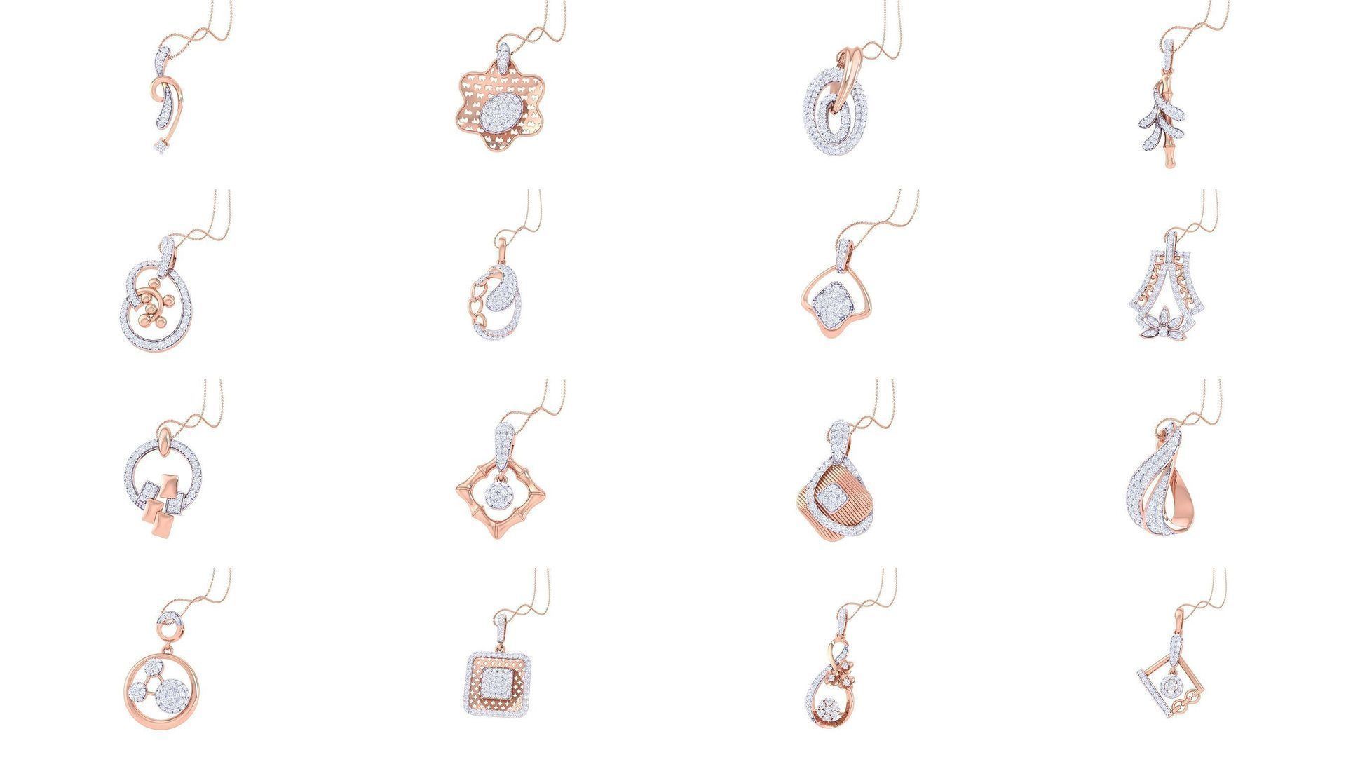 130 Diamond Pendant 3dm stl obj gltf glb 3mf 3D Model Collection_3