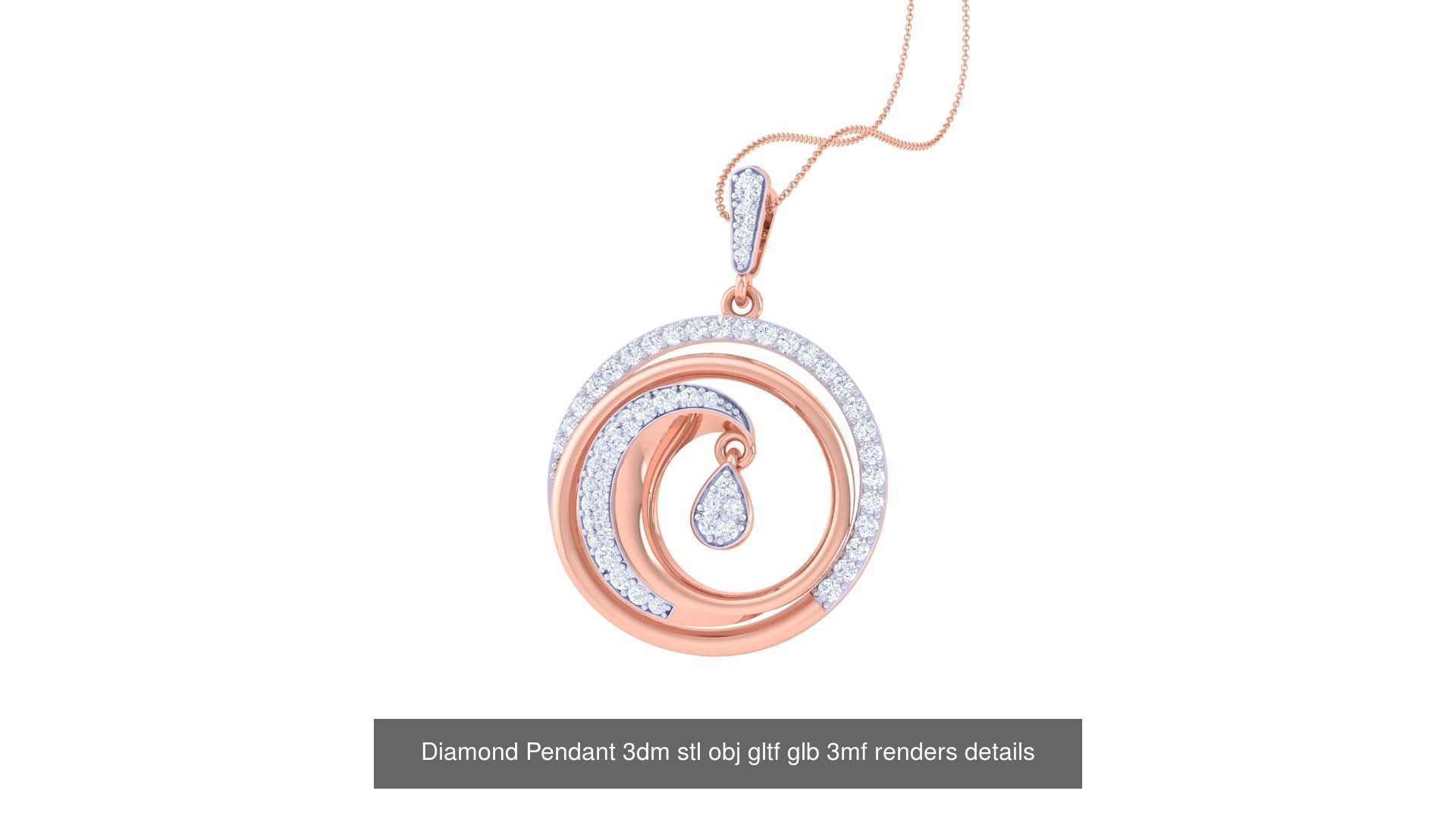 130 Diamond Pendant 3dm stl obj gltf glb 3mf 3D Model Collection_104