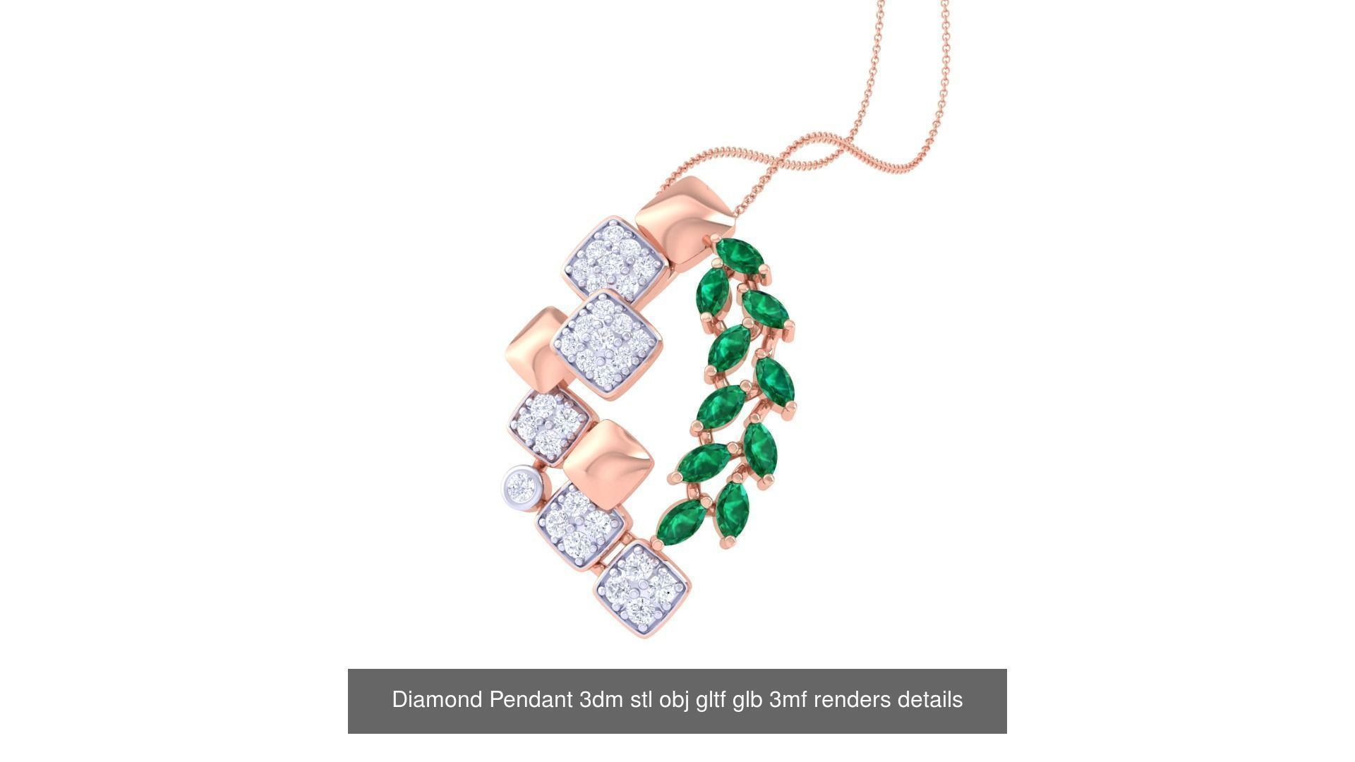 130 Diamond Pendant 3dm stl obj gltf glb 3mf 3D Model Collection_28