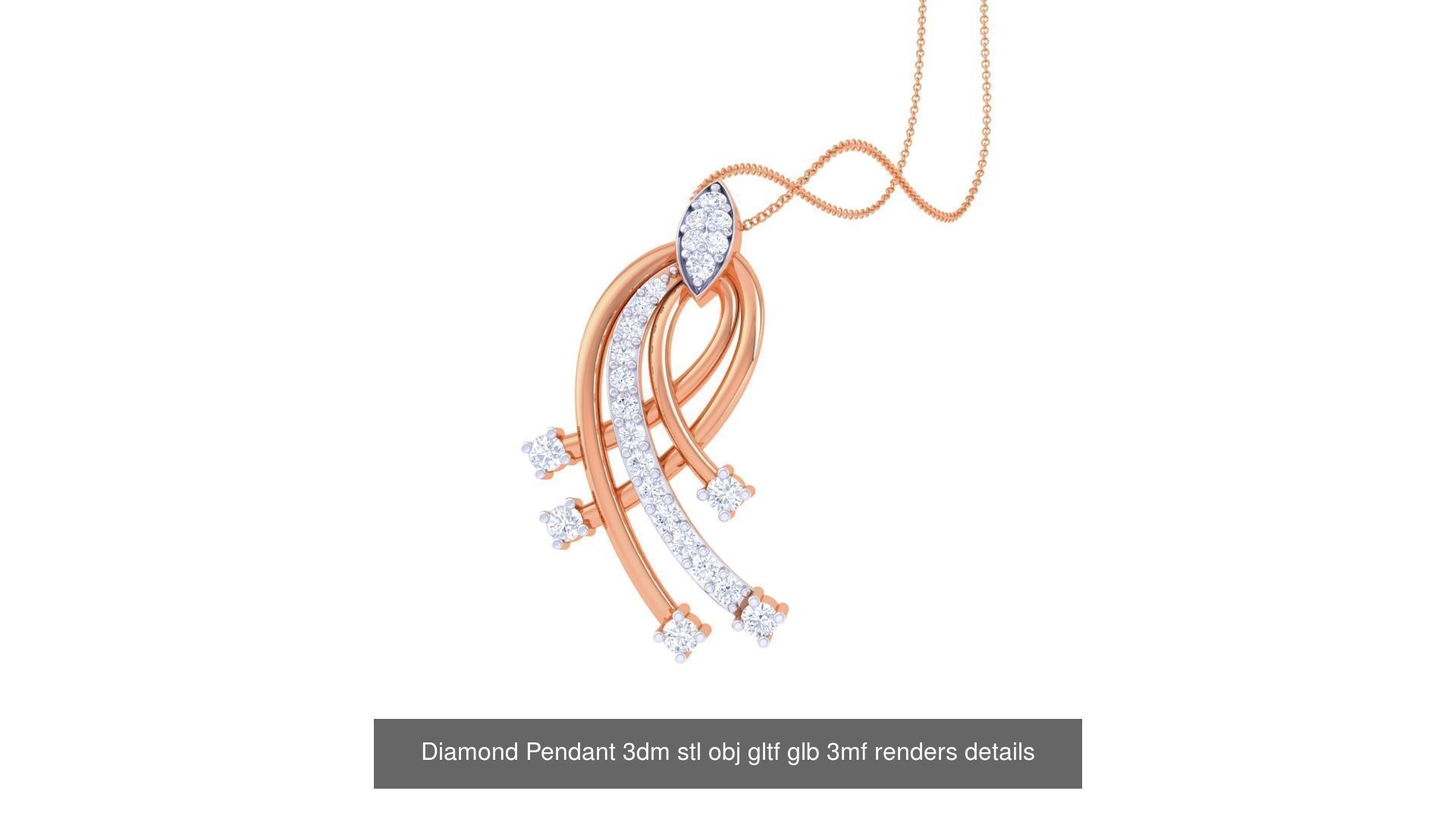 130 Diamond Pendant 3dm stl obj gltf glb 3mf 3D Model Collection_108