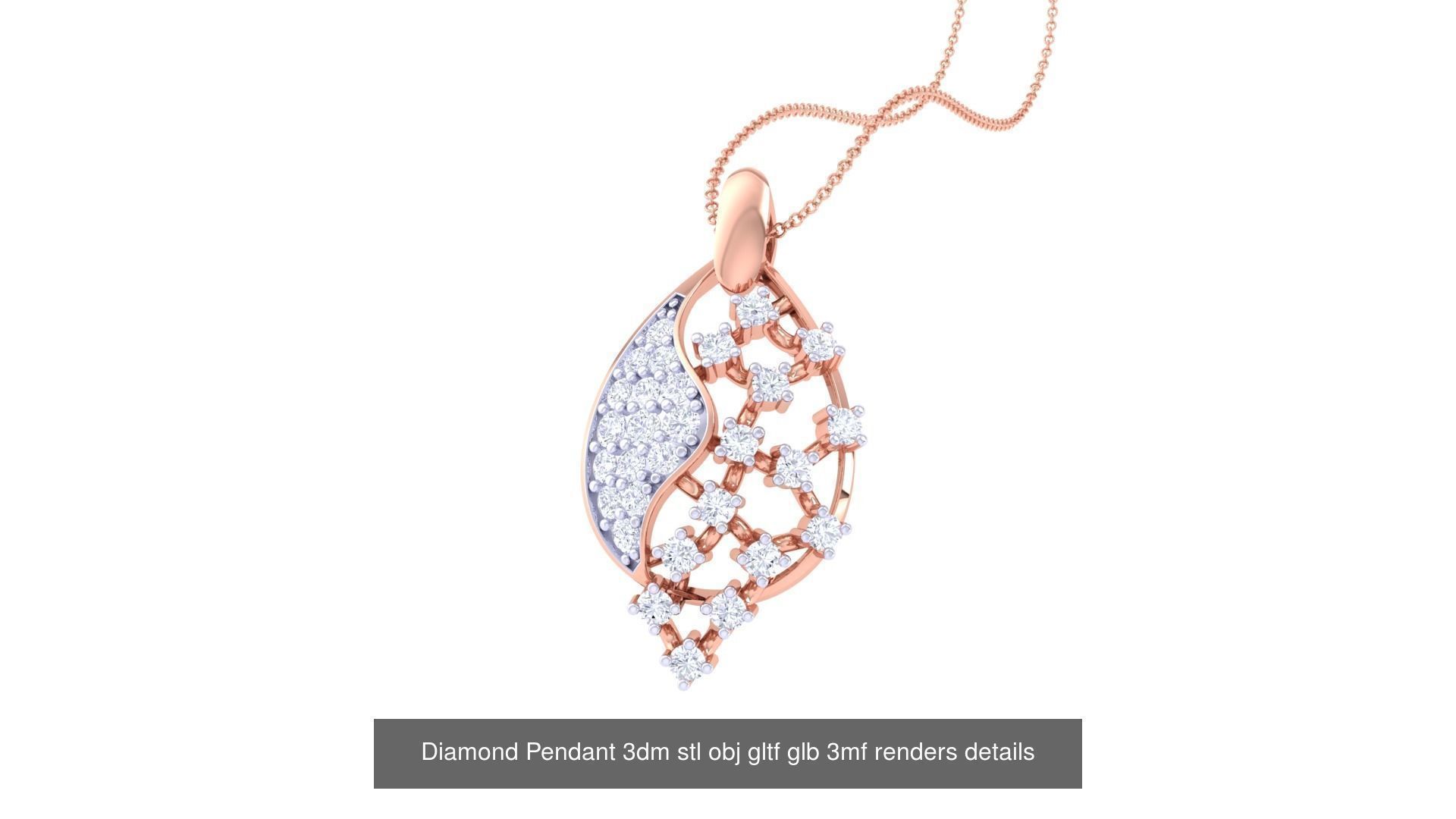 130 Diamond Pendant 3dm stl obj gltf glb 3mf 3D Model Collection_45
