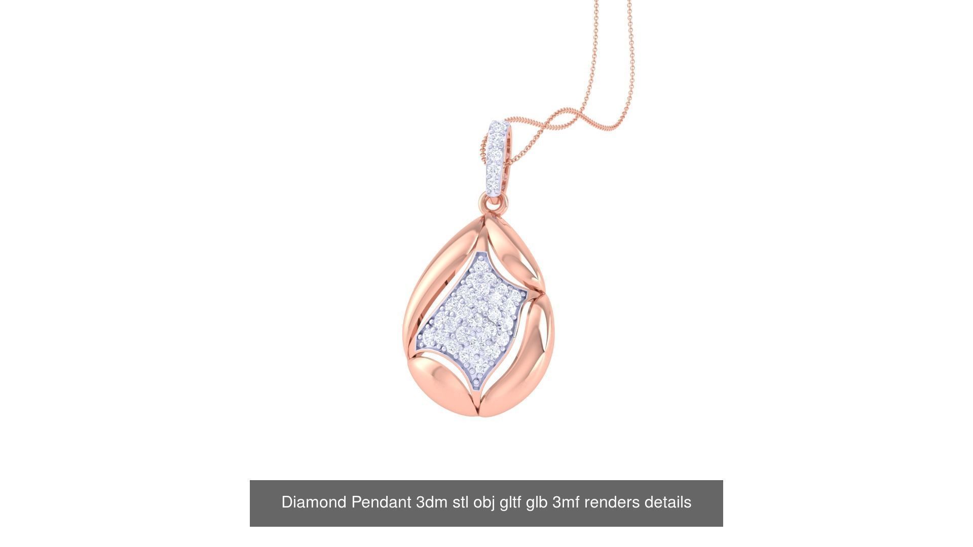 130 Diamond Pendant 3dm stl obj gltf glb 3mf 3D Model Collection_129