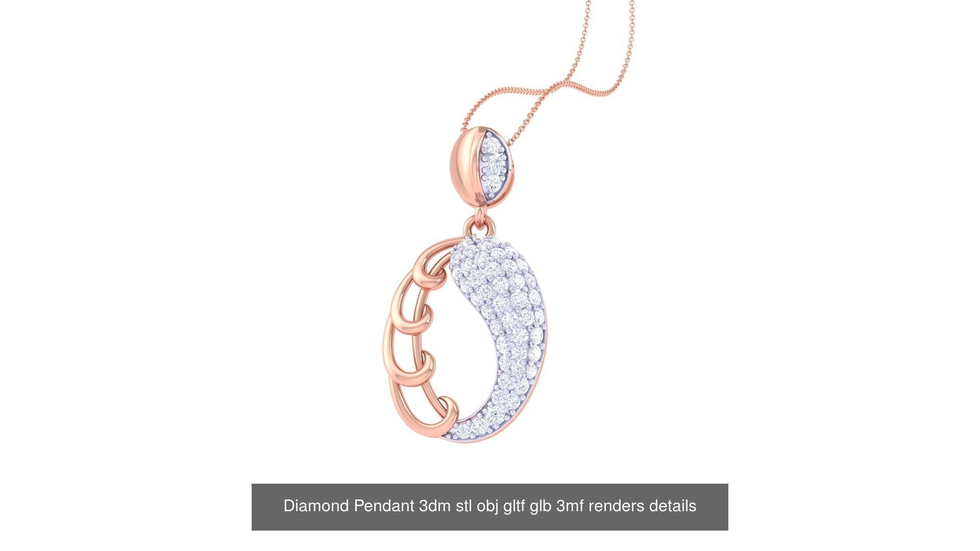 130 Diamond Pendant 3dm stl obj gltf glb 3mf 3D Model Collection_68