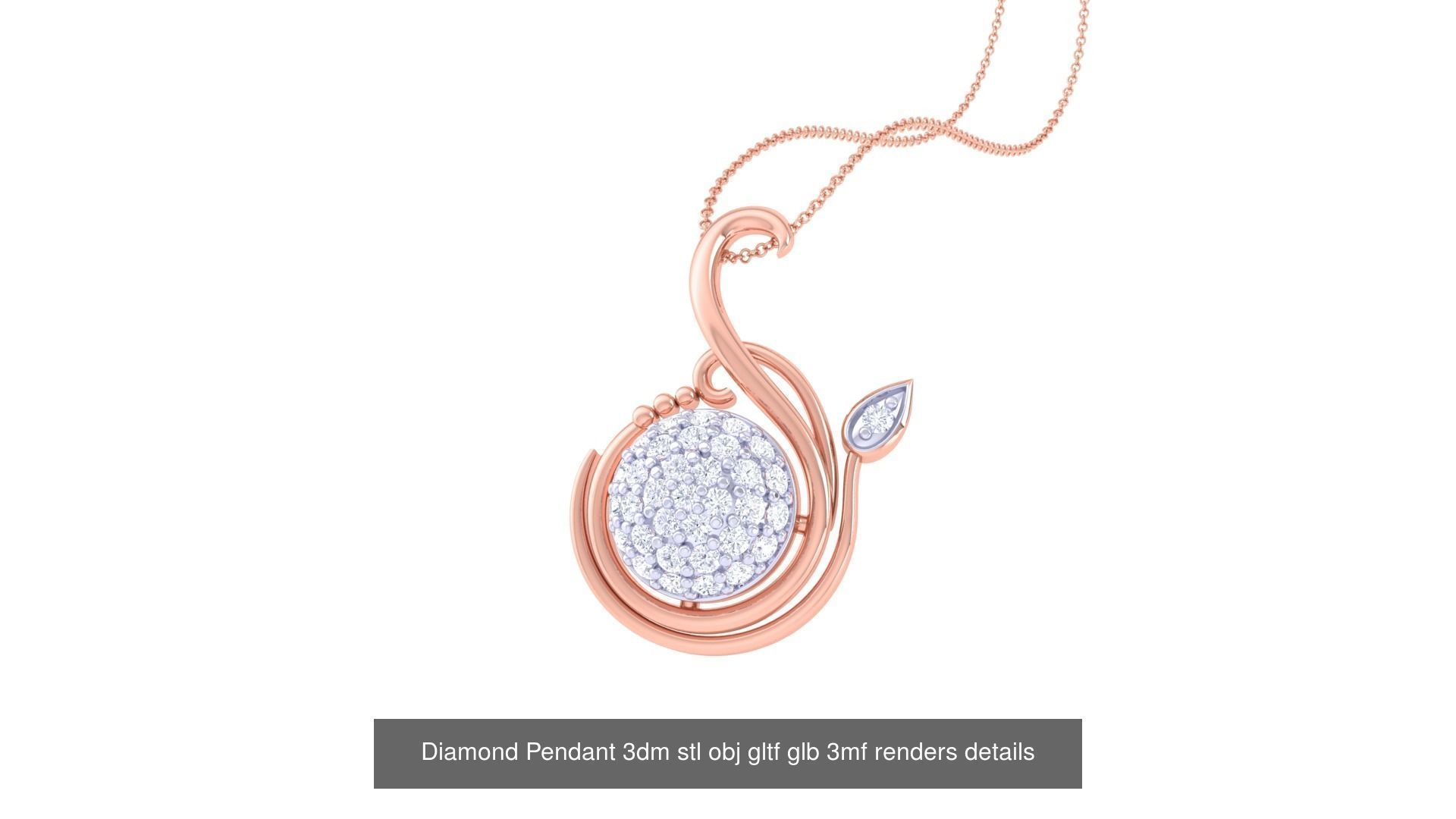 130 Diamond Pendant 3dm stl obj gltf glb 3mf 3D Model Collection_86