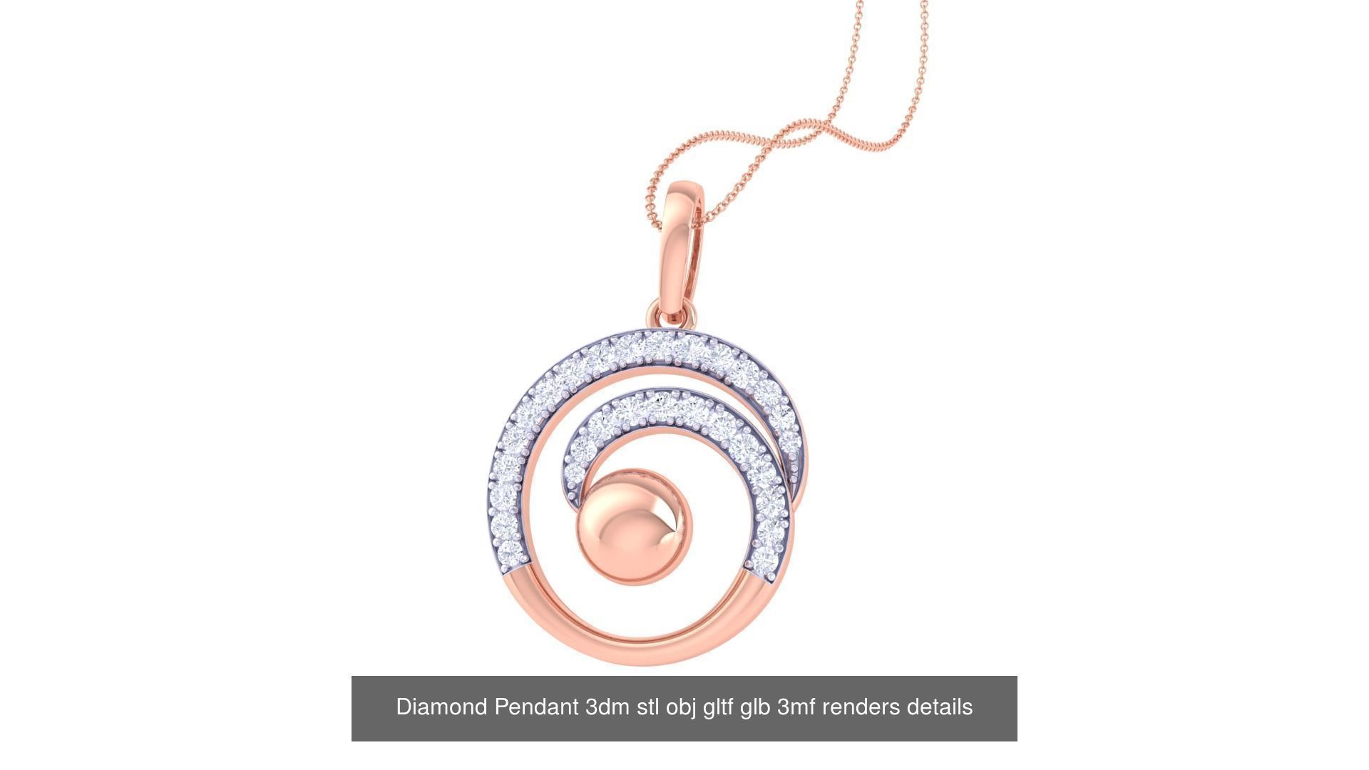 130 Diamond Pendant 3dm stl obj gltf glb 3mf 3D Model Collection_110
