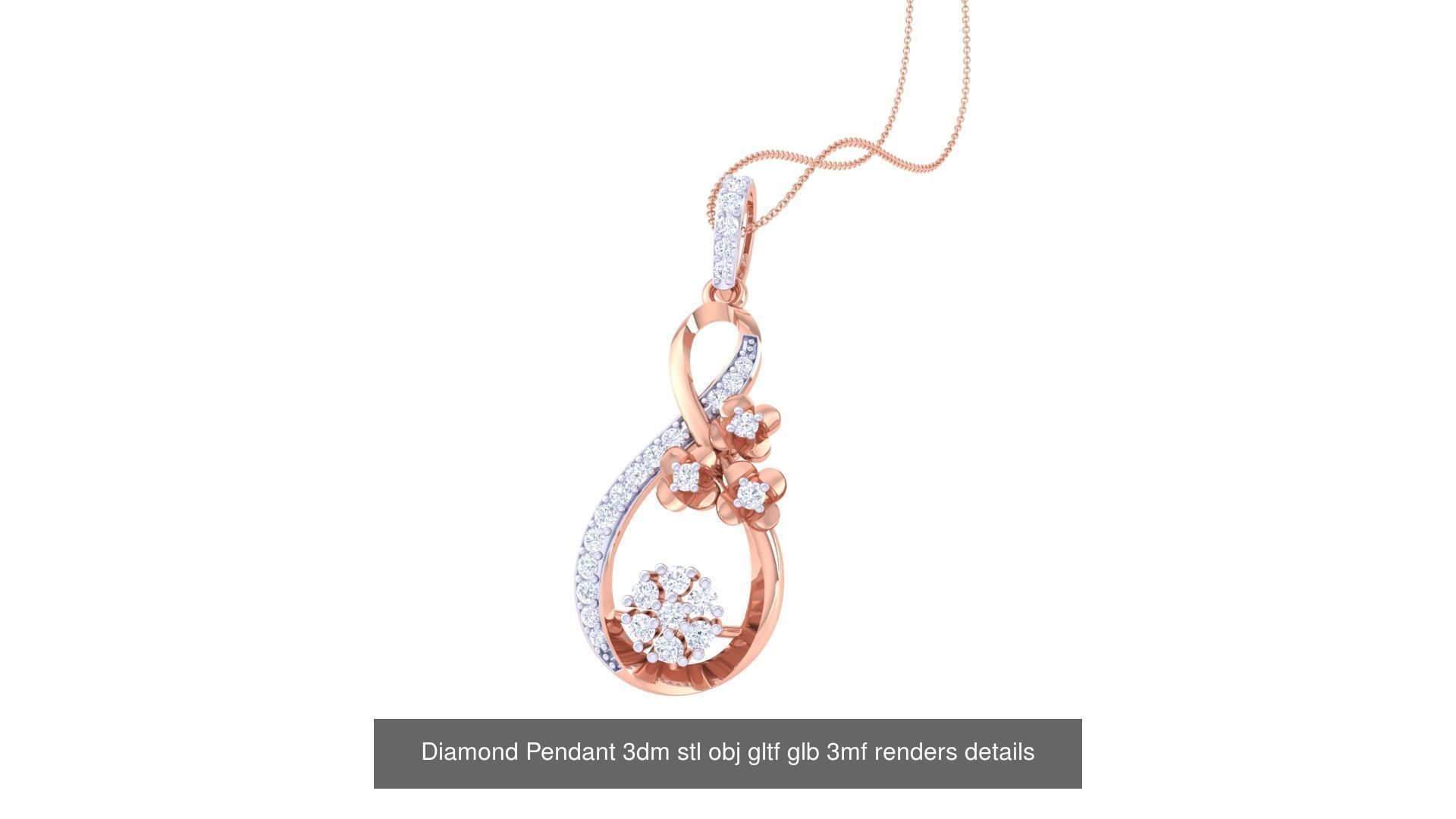 130 Diamond Pendant 3dm stl obj gltf glb 3mf 3D Model Collection_63