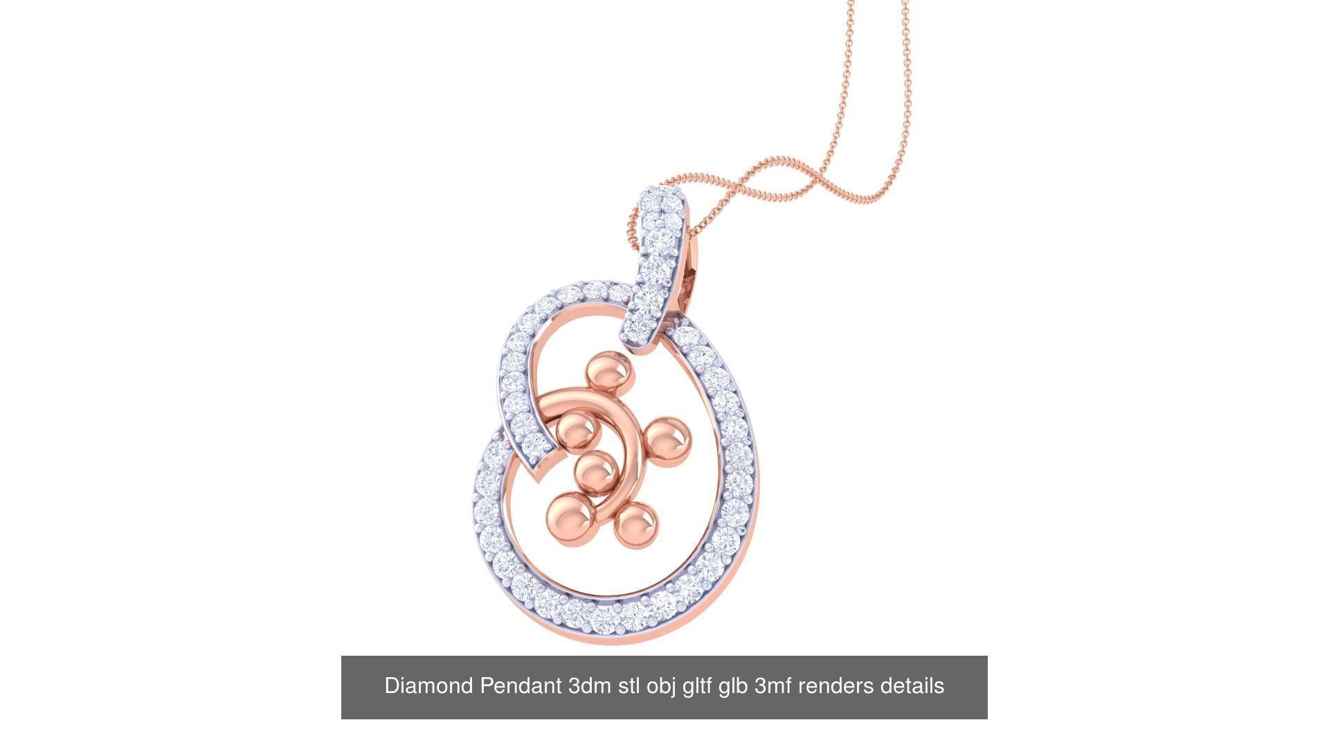 130 Diamond Pendant 3dm stl obj gltf glb 3mf 3D Model Collection_53