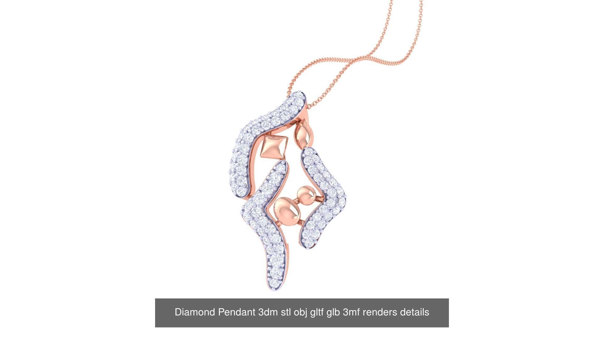 130 Diamond Pendant 3dm stl obj gltf glb 3mf 3D Model Collection_71