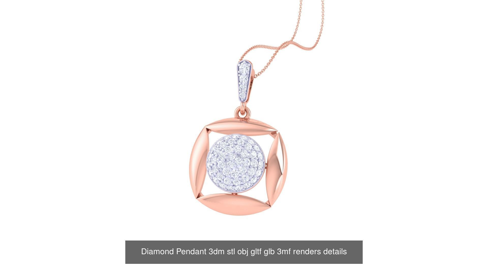 130 Diamond Pendant 3dm stl obj gltf glb 3mf 3D Model Collection_140