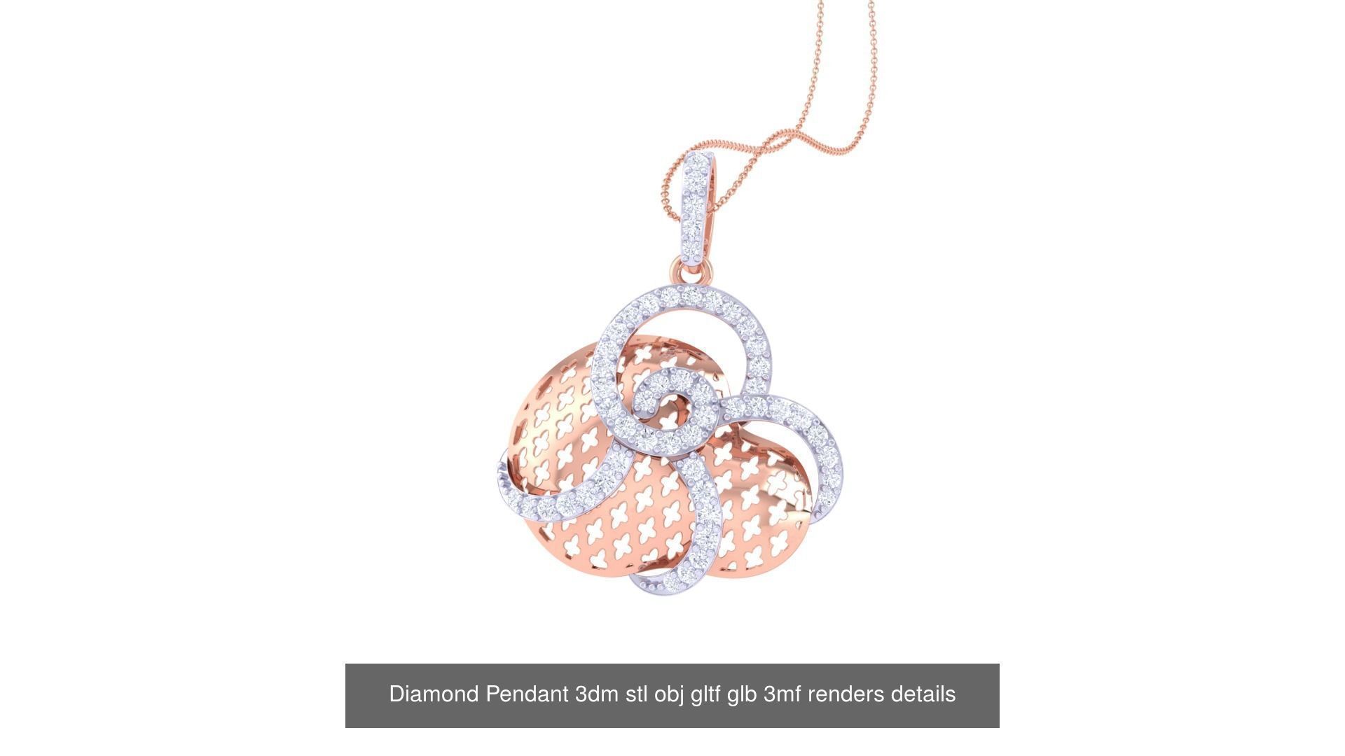 130 Diamond Pendant 3dm stl obj gltf glb 3mf 3D Model Collection_135