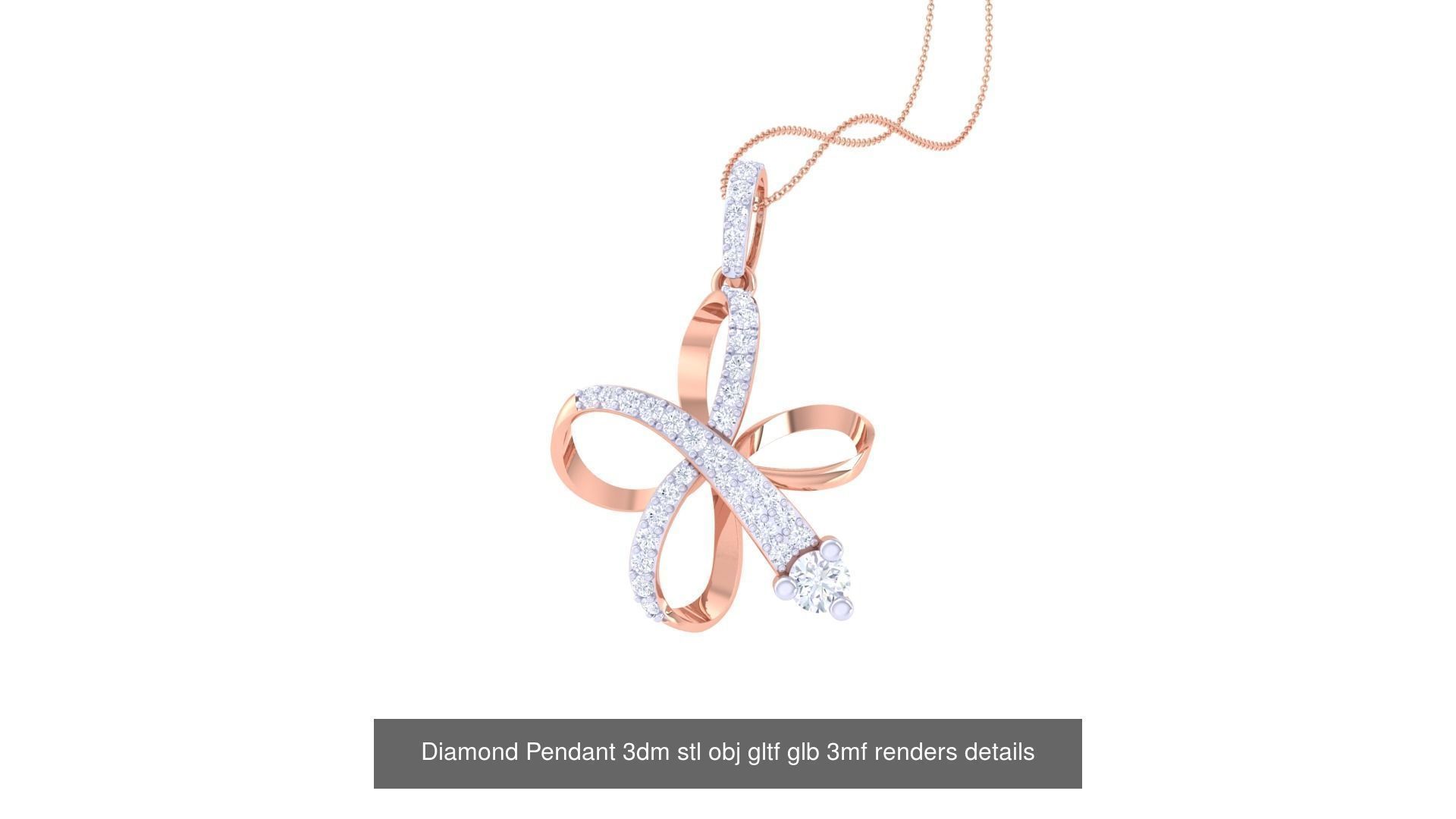 130 Diamond Pendant 3dm stl obj gltf glb 3mf 3D Model Collection_72