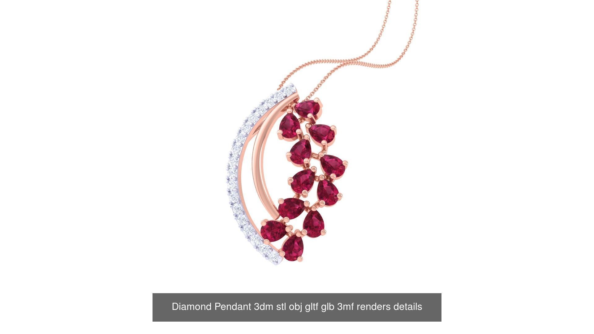 130 Diamond Pendant 3dm stl obj gltf glb 3mf 3D Model Collection_29