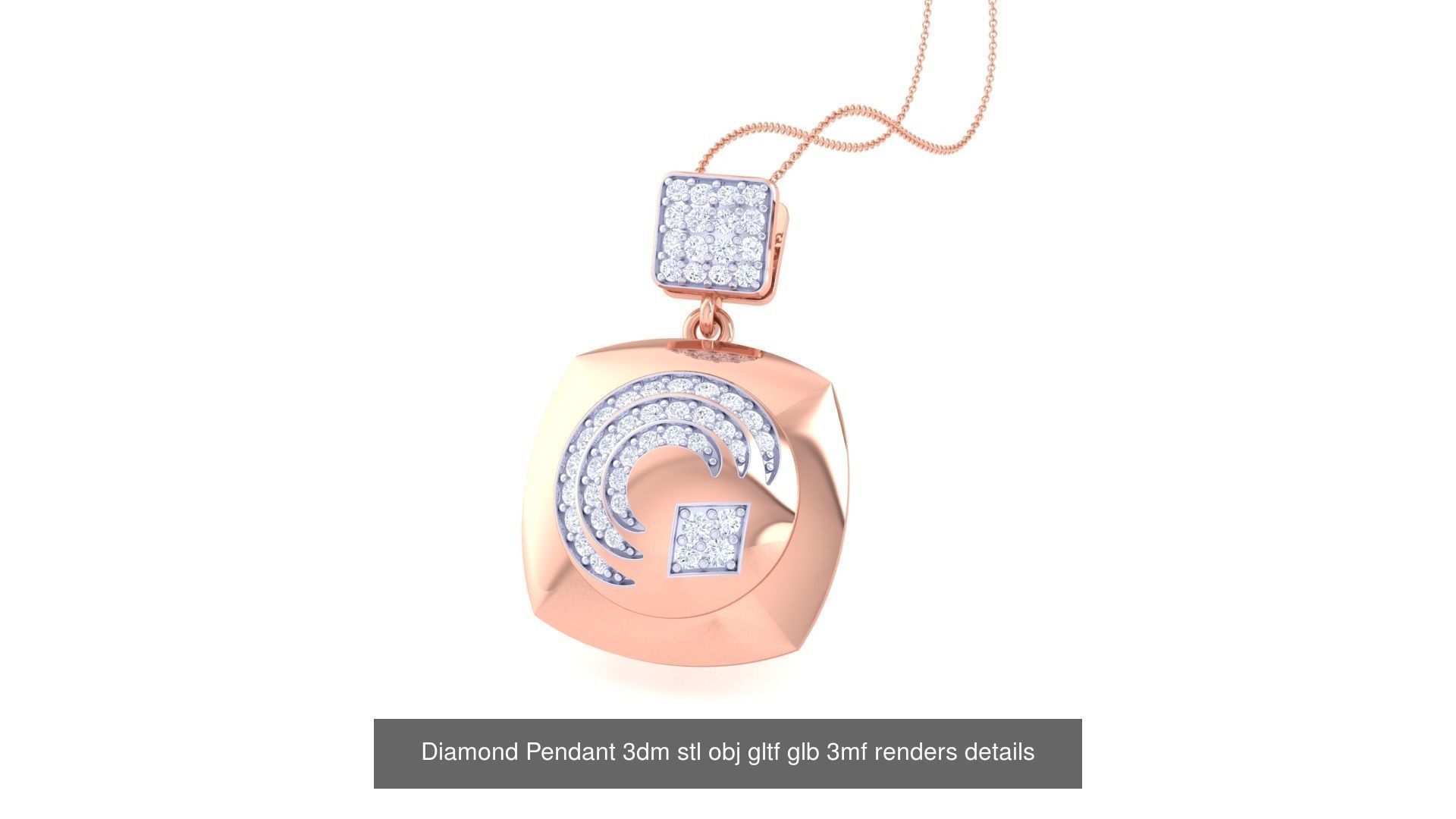 130 Diamond Pendant 3dm stl obj gltf glb 3mf 3D Model Collection_82