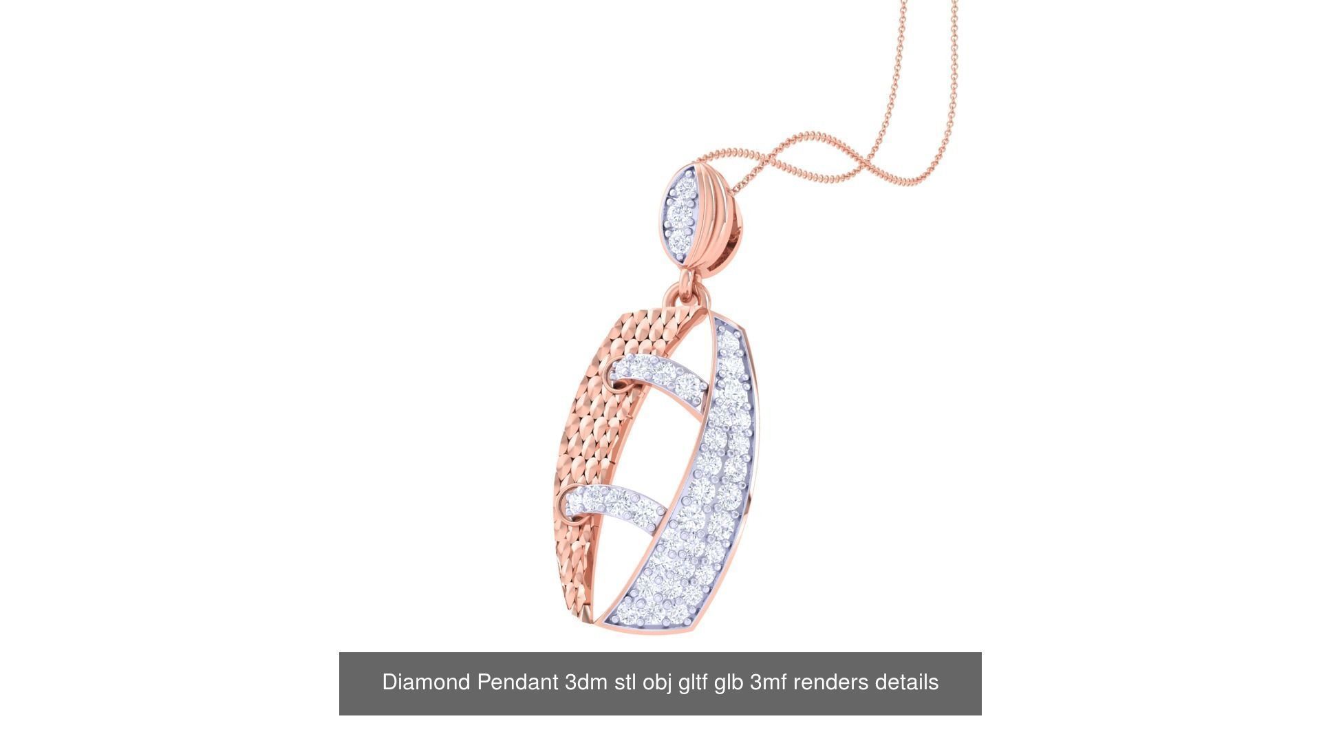 130 Diamond Pendant 3dm stl obj gltf glb 3mf 3D Model Collection_43