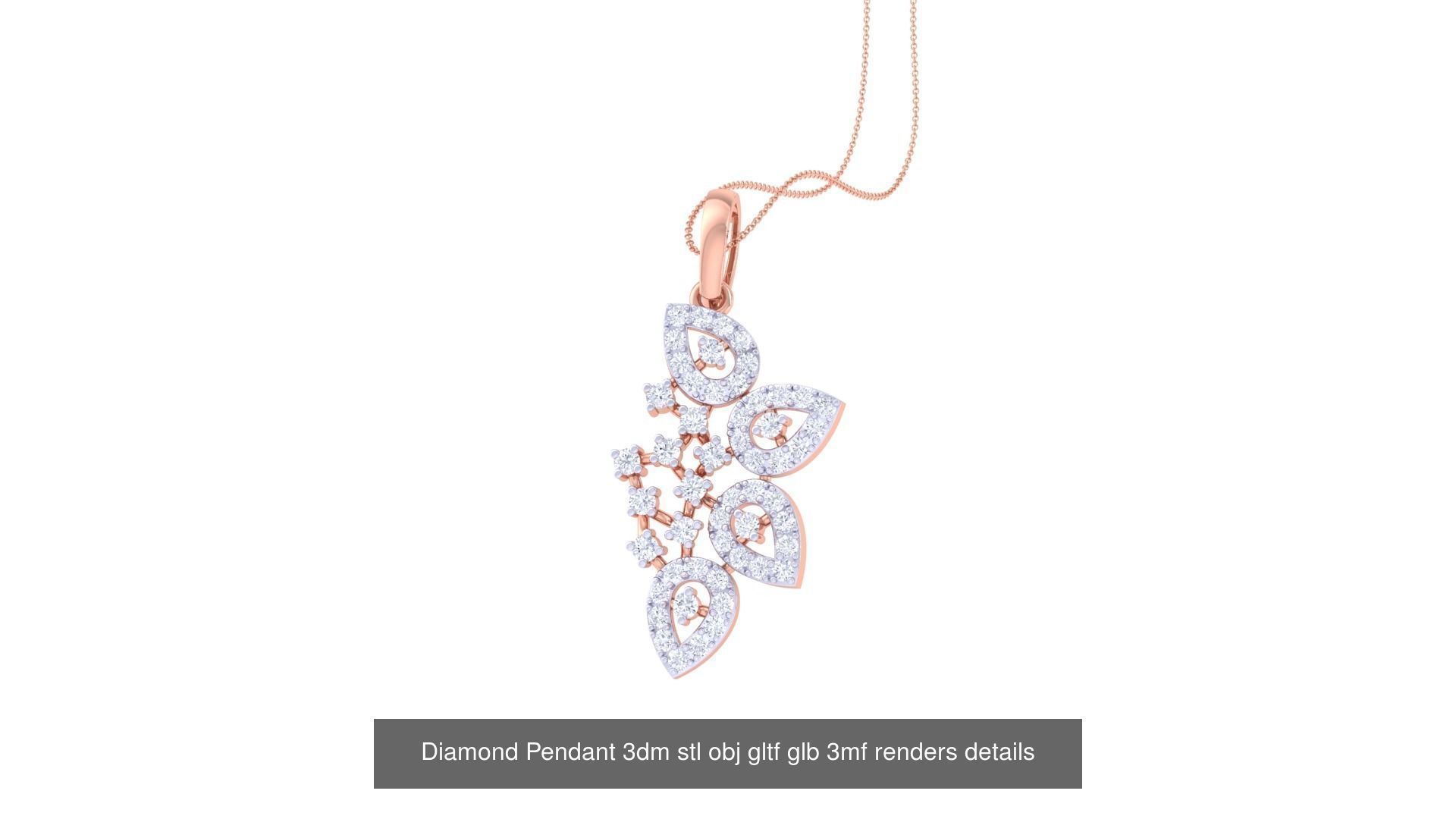 130 Diamond Pendant 3dm stl obj gltf glb 3mf 3D Model Collection_31