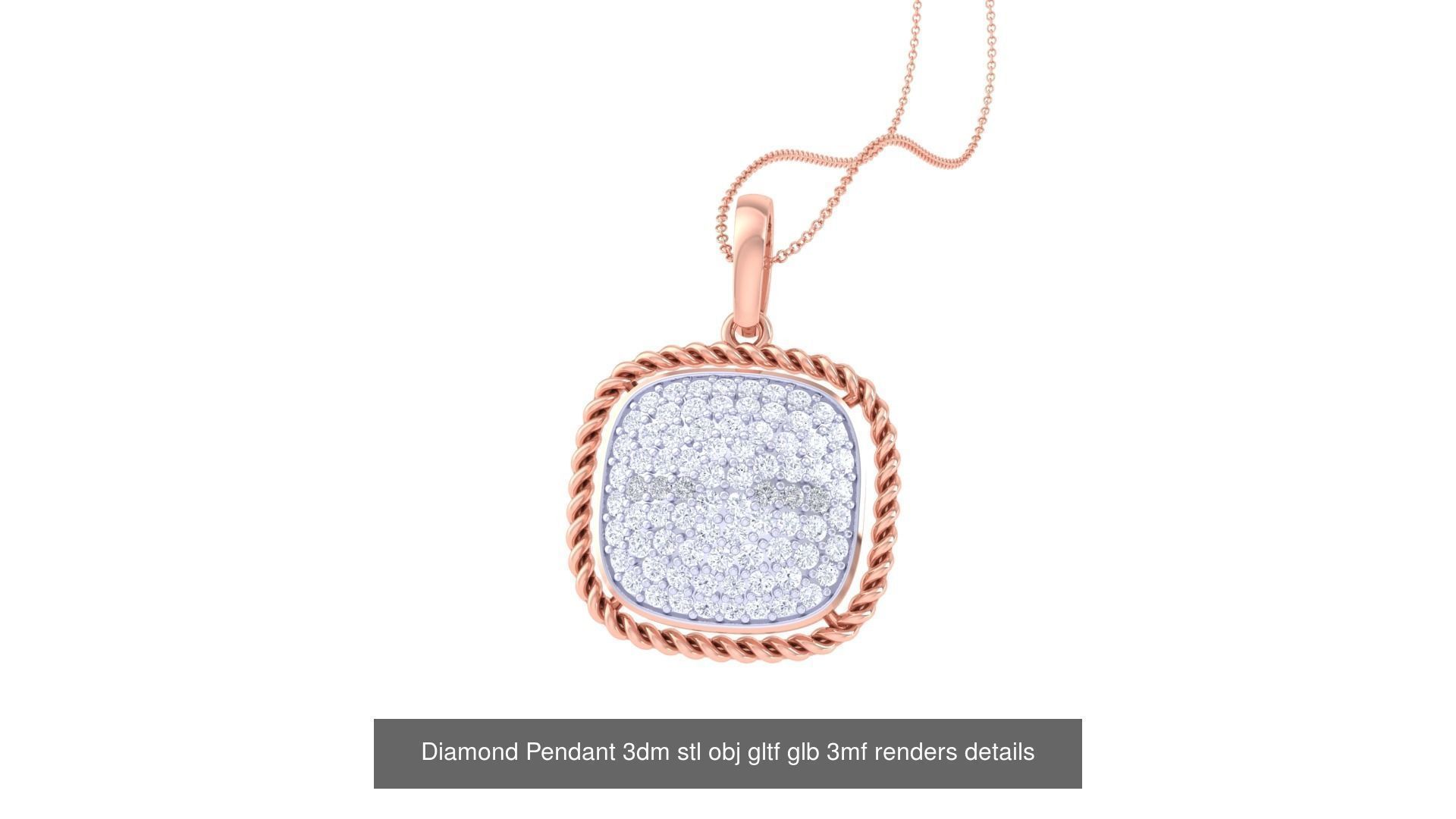 130 Diamond Pendant 3dm stl obj gltf glb 3mf 3D Model Collection_144