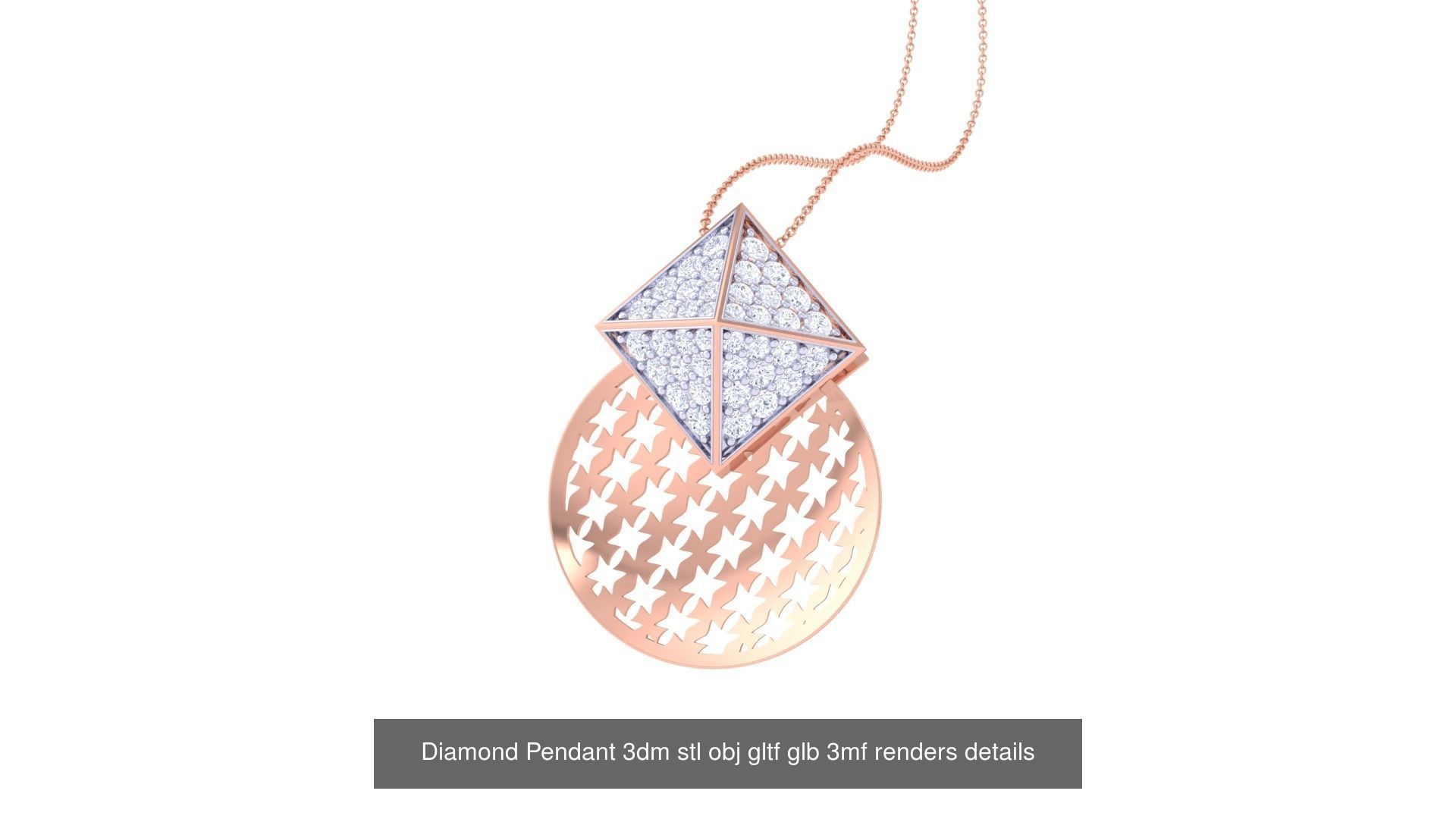 130 Diamond Pendant 3dm stl obj gltf glb 3mf 3D Model Collection_66