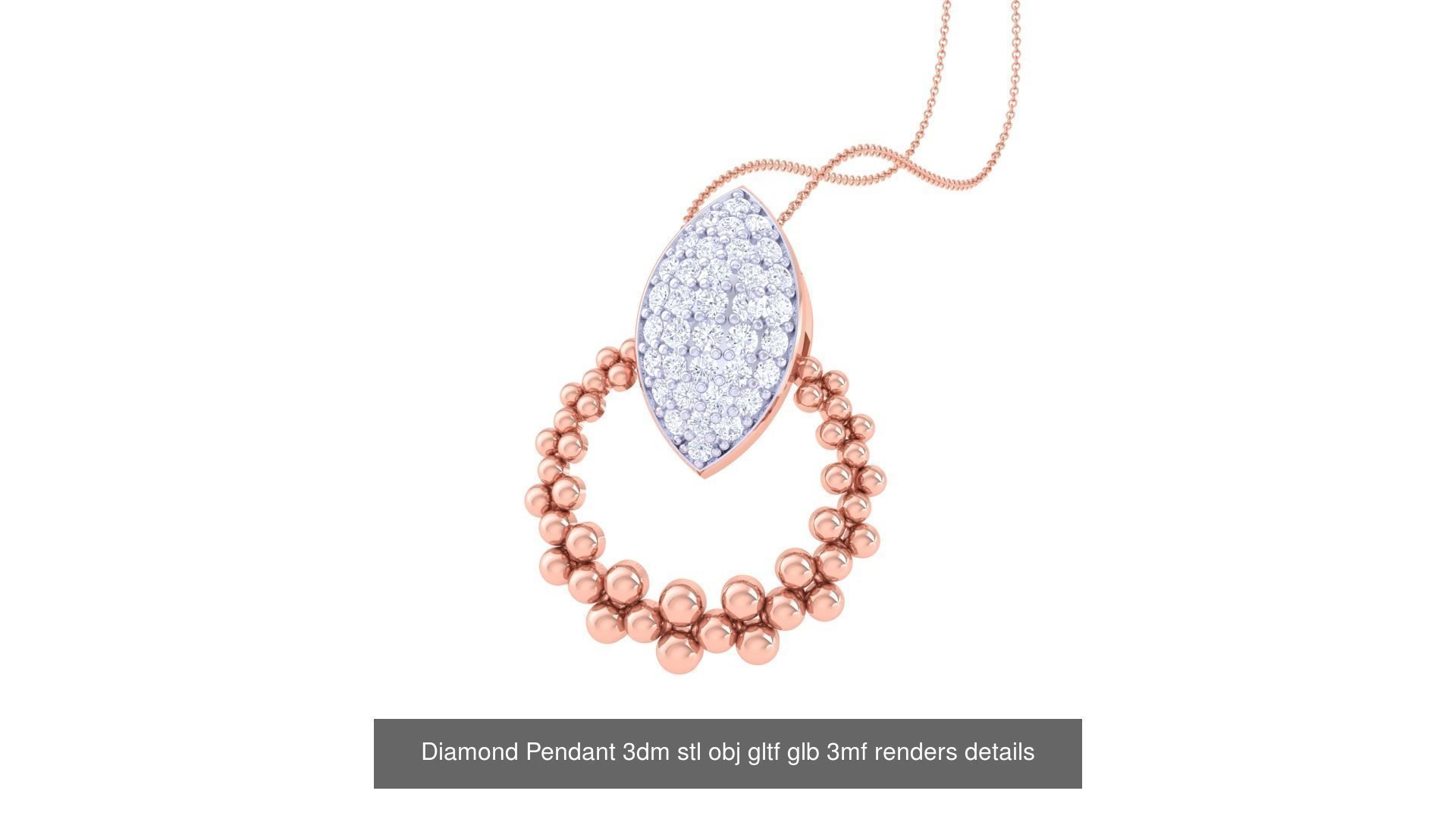 130 Diamond Pendant 3dm stl obj gltf glb 3mf 3D Model Collection_39