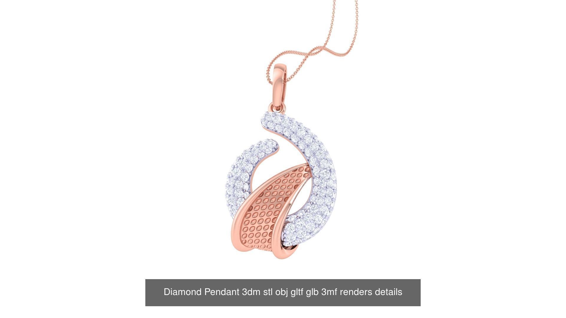 130 Diamond Pendant 3dm stl obj gltf glb 3mf 3D Model Collection_48