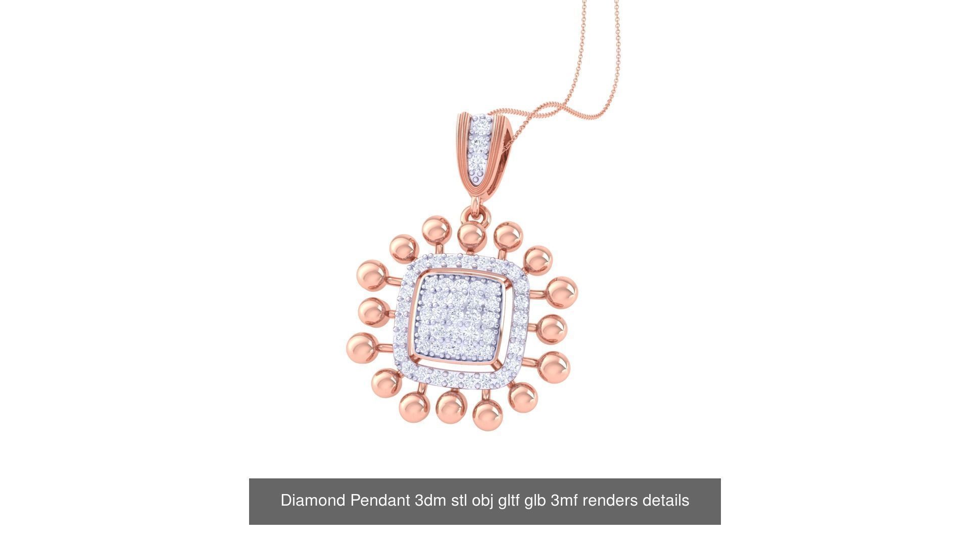 130 Diamond Pendant 3dm stl obj gltf glb 3mf 3D Model Collection_32