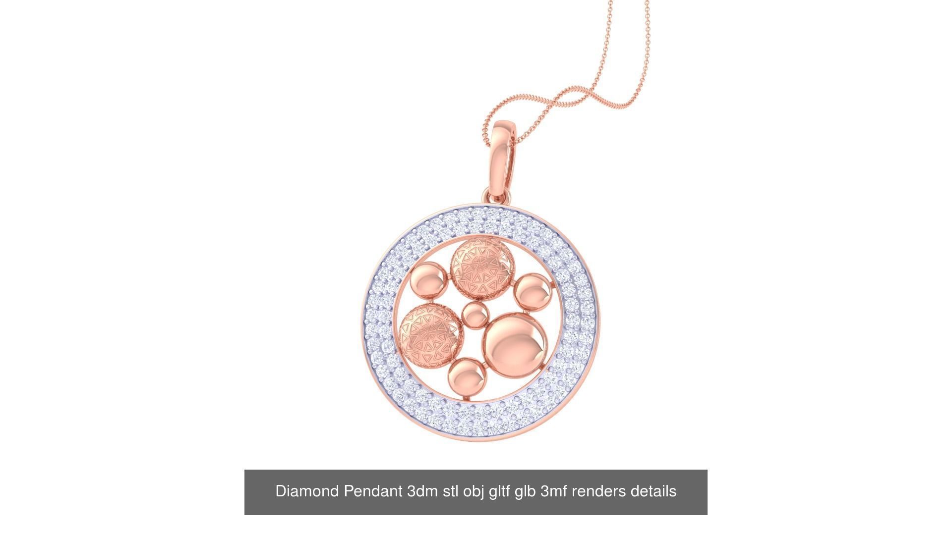 130 Diamond Pendant 3dm stl obj gltf glb 3mf 3D Model Collection_81