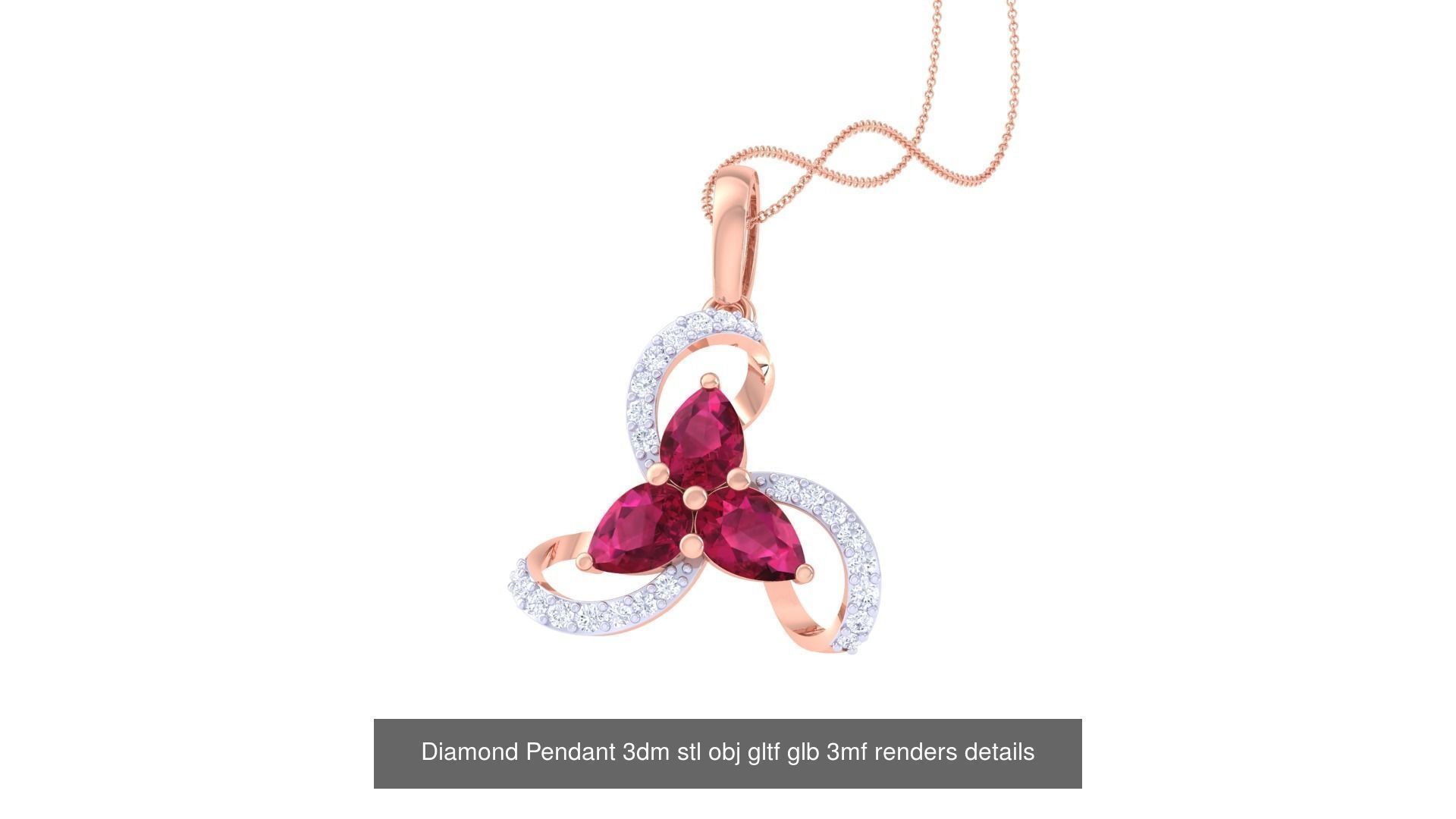 130 Diamond Pendant 3dm stl obj gltf glb 3mf 3D Model Collection_115