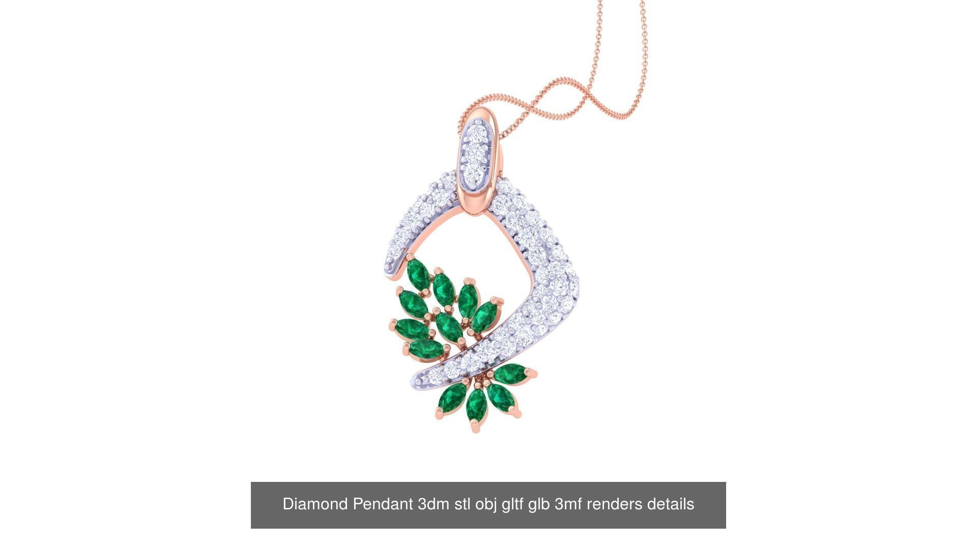 130 Diamond Pendant 3dm stl obj gltf glb 3mf 3D Model Collection_137