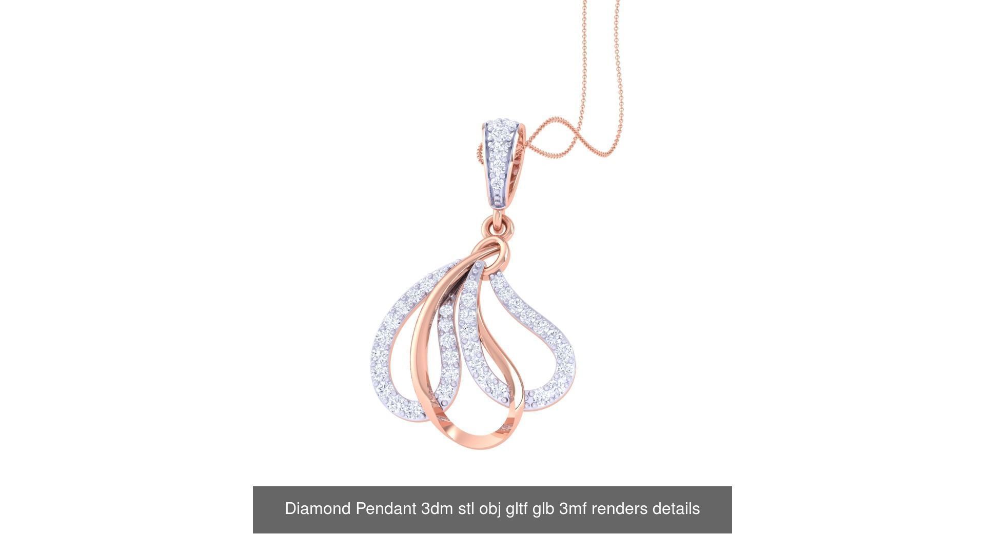 130 Diamond Pendant 3dm stl obj gltf glb 3mf 3D Model Collection_125