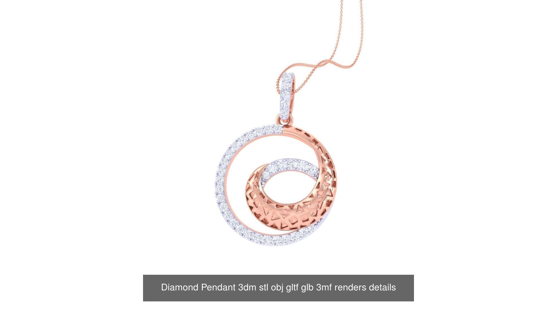 130 Diamond Pendant 3dm stl obj gltf glb 3mf 3D Model Collection_141