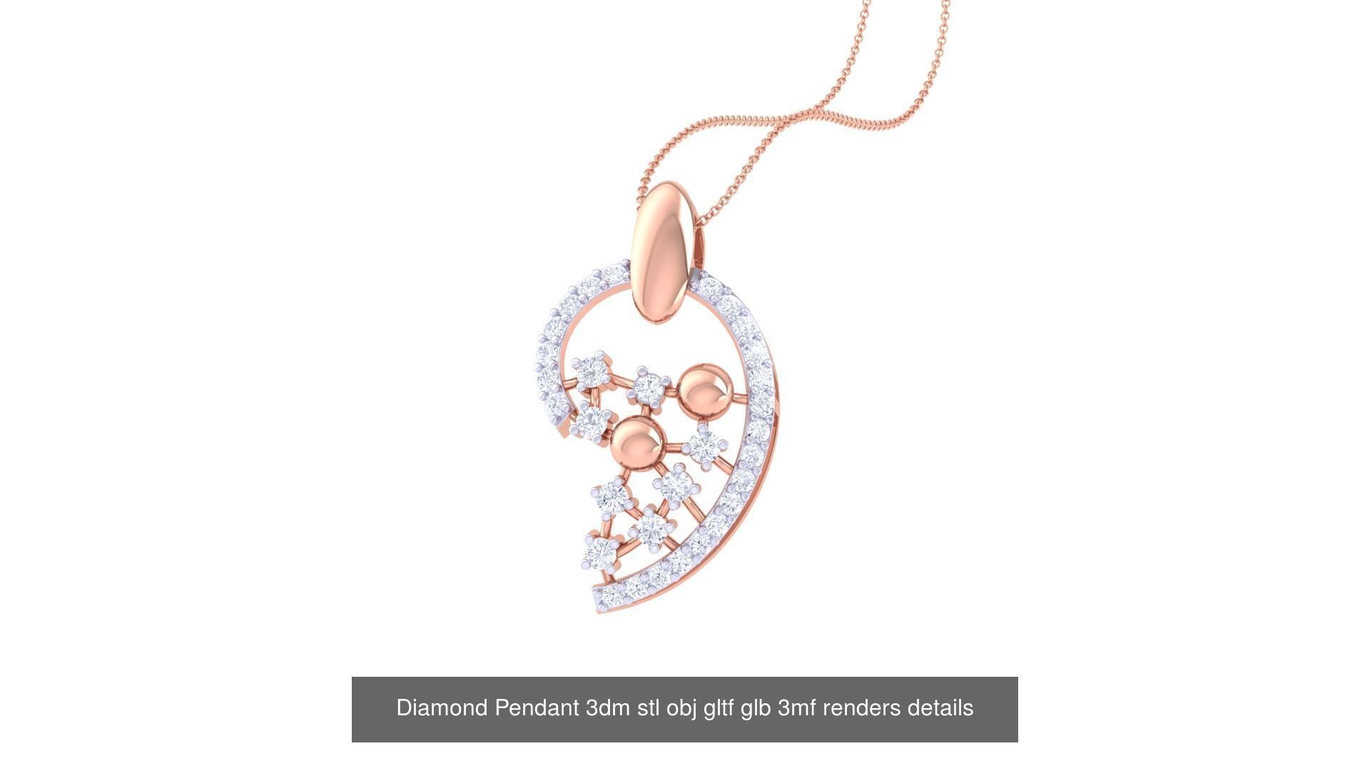 130 Diamond Pendant 3dm stl obj gltf glb 3mf 3D Model Collection_46