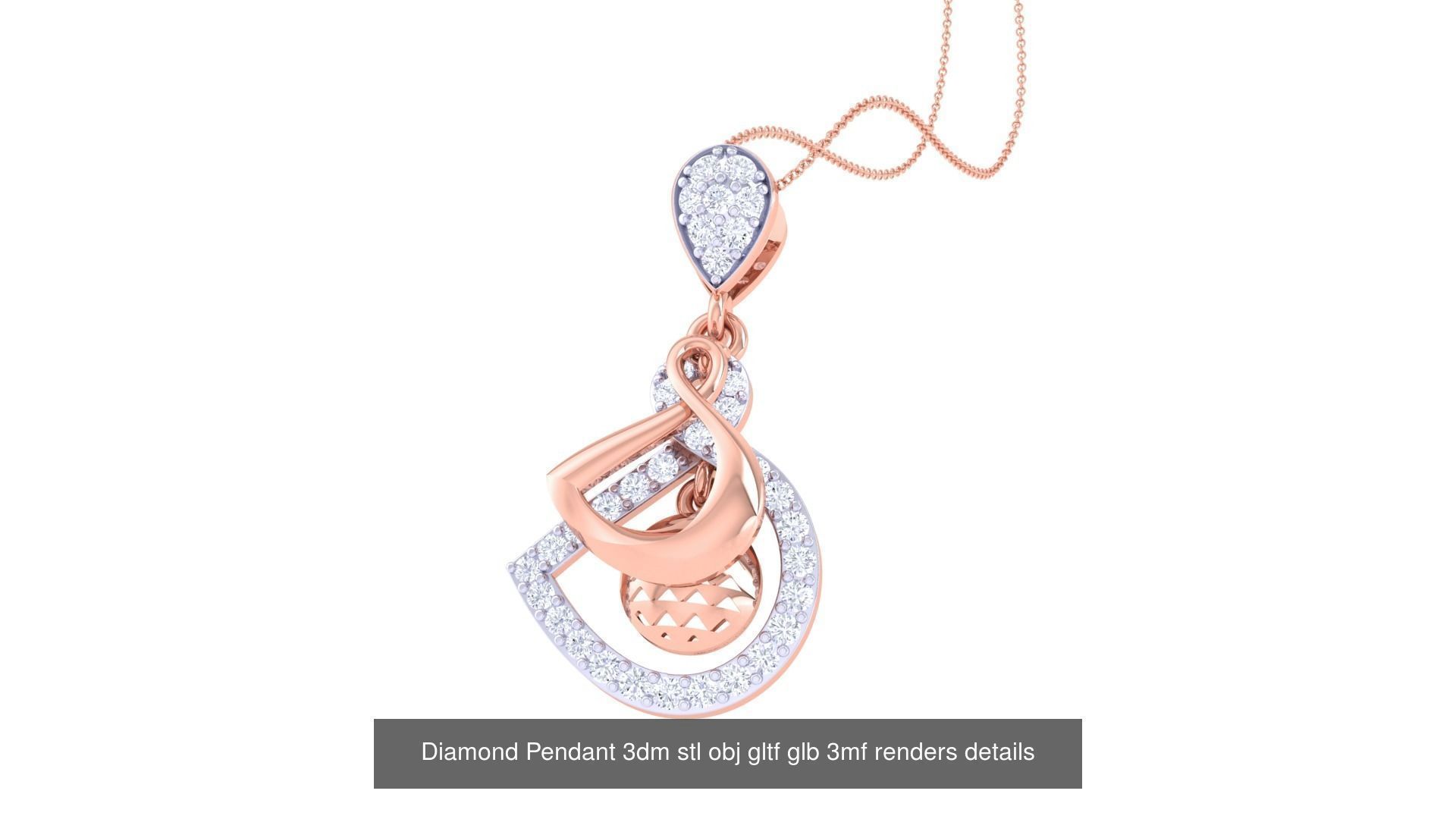 130 Diamond Pendant 3dm stl obj gltf glb 3mf 3D Model Collection_105
