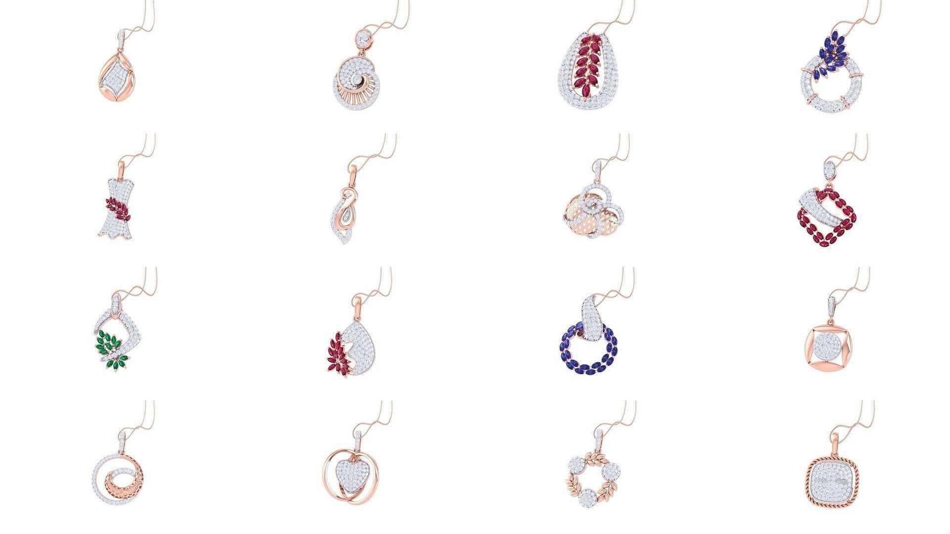 130 Diamond Pendant 3dm stl obj gltf glb 3mf 3D Model Collection_13