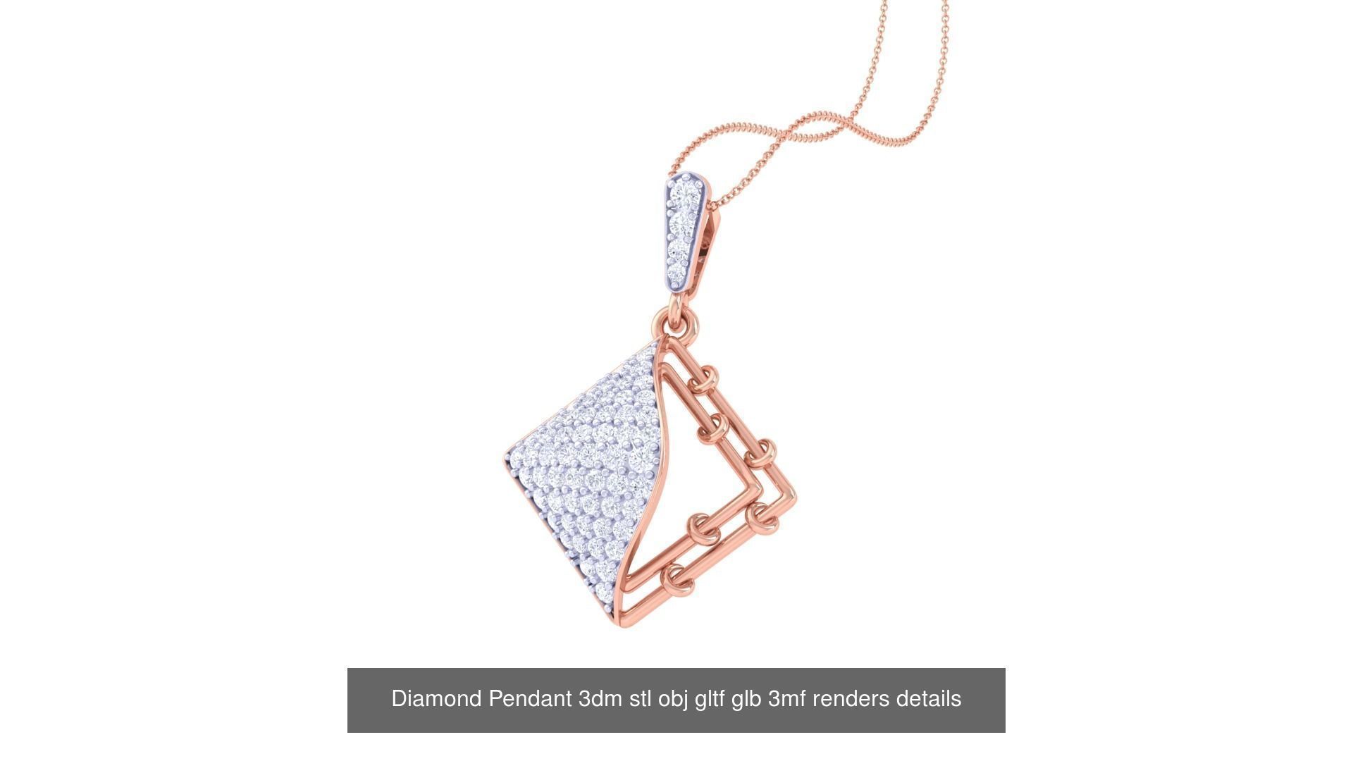130 Diamond Pendant 3dm stl obj gltf glb 3mf 3D Model Collection_69