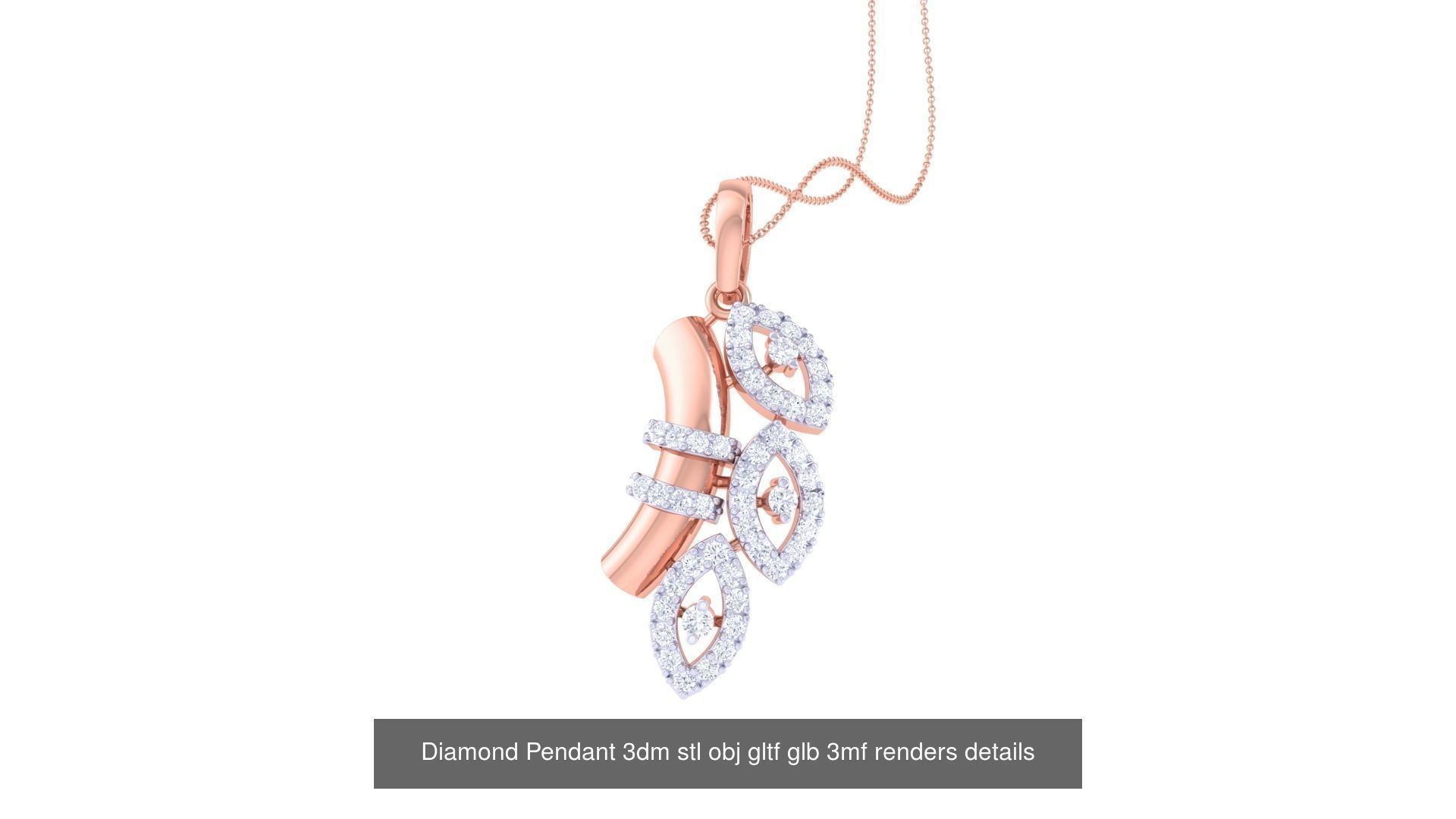 130 Diamond Pendant 3dm stl obj gltf glb 3mf 3D Model Collection_26